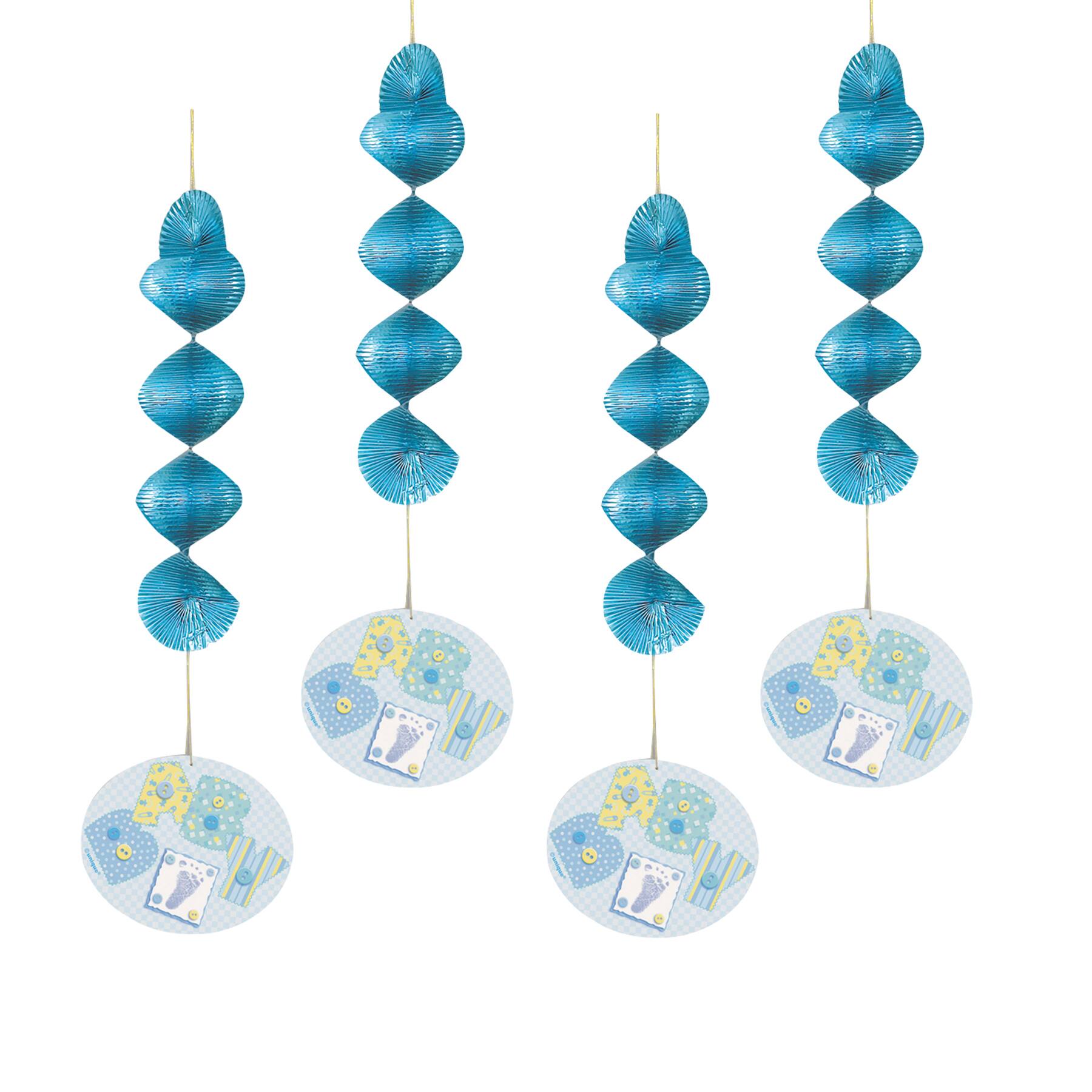 Hanging Blue Cute As A Button Baby Shower Decorations 4ct