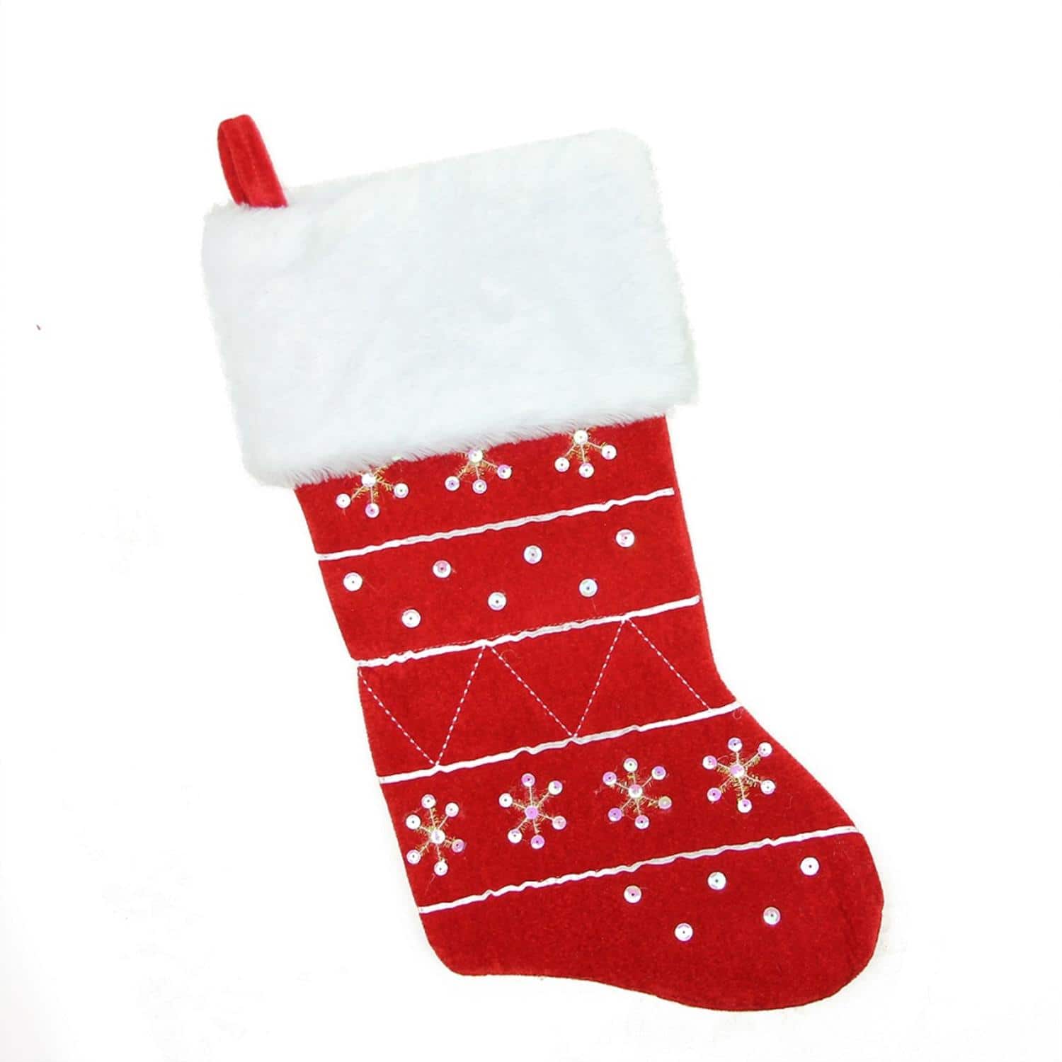 19&#x22; Traditional Embroidered Snowflake Christmas Stocking
