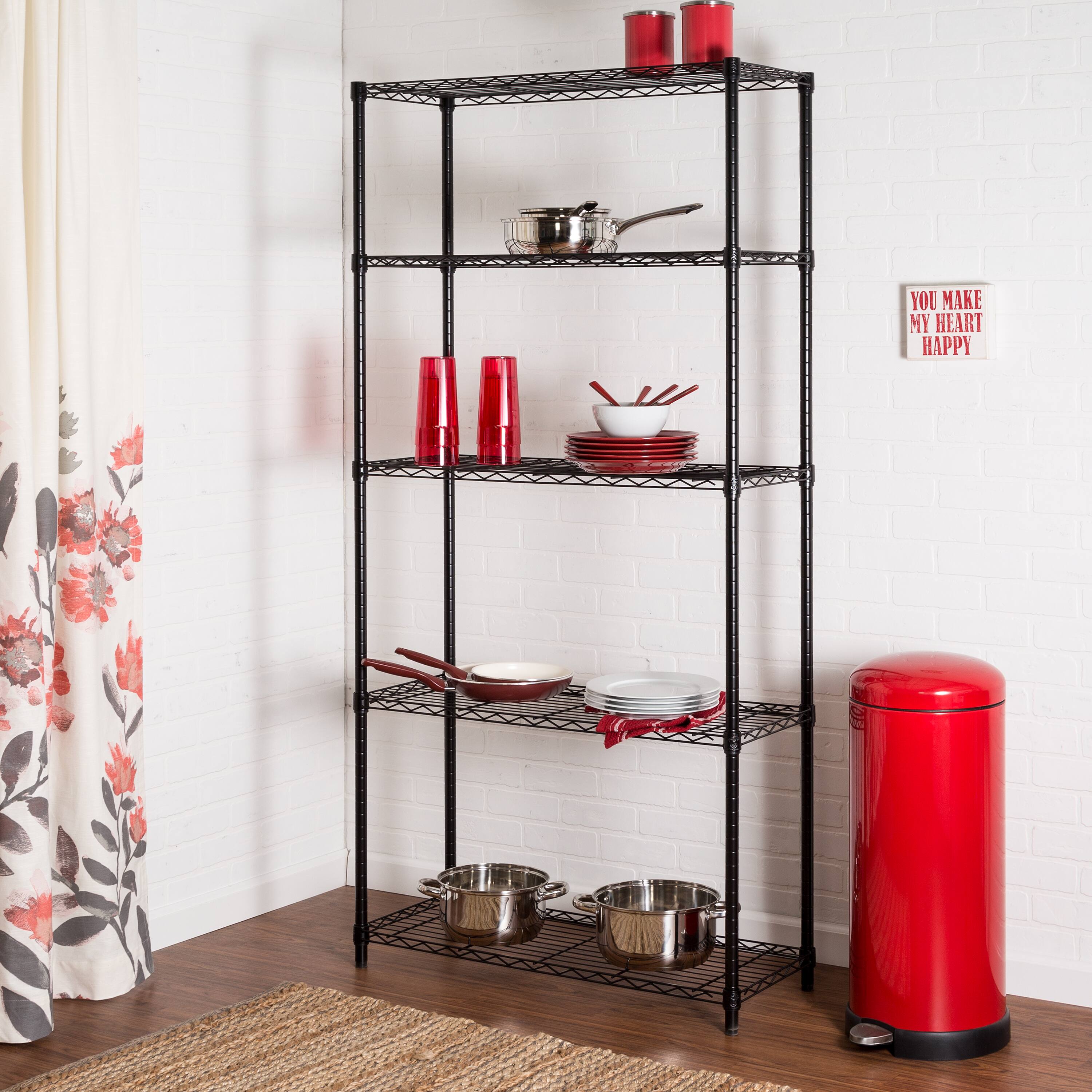 Honey Can Do Black 5-Tier Adjustable Storage Shelving Unit