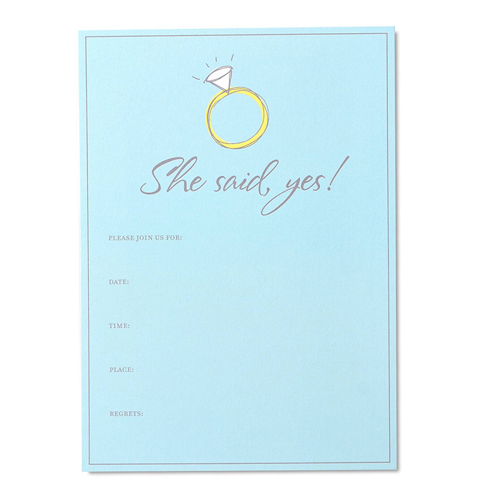 Gartner Studios® Diamond Ring 'She Said Yes' Party Invitations, 12 Count in Blue | Michaels®