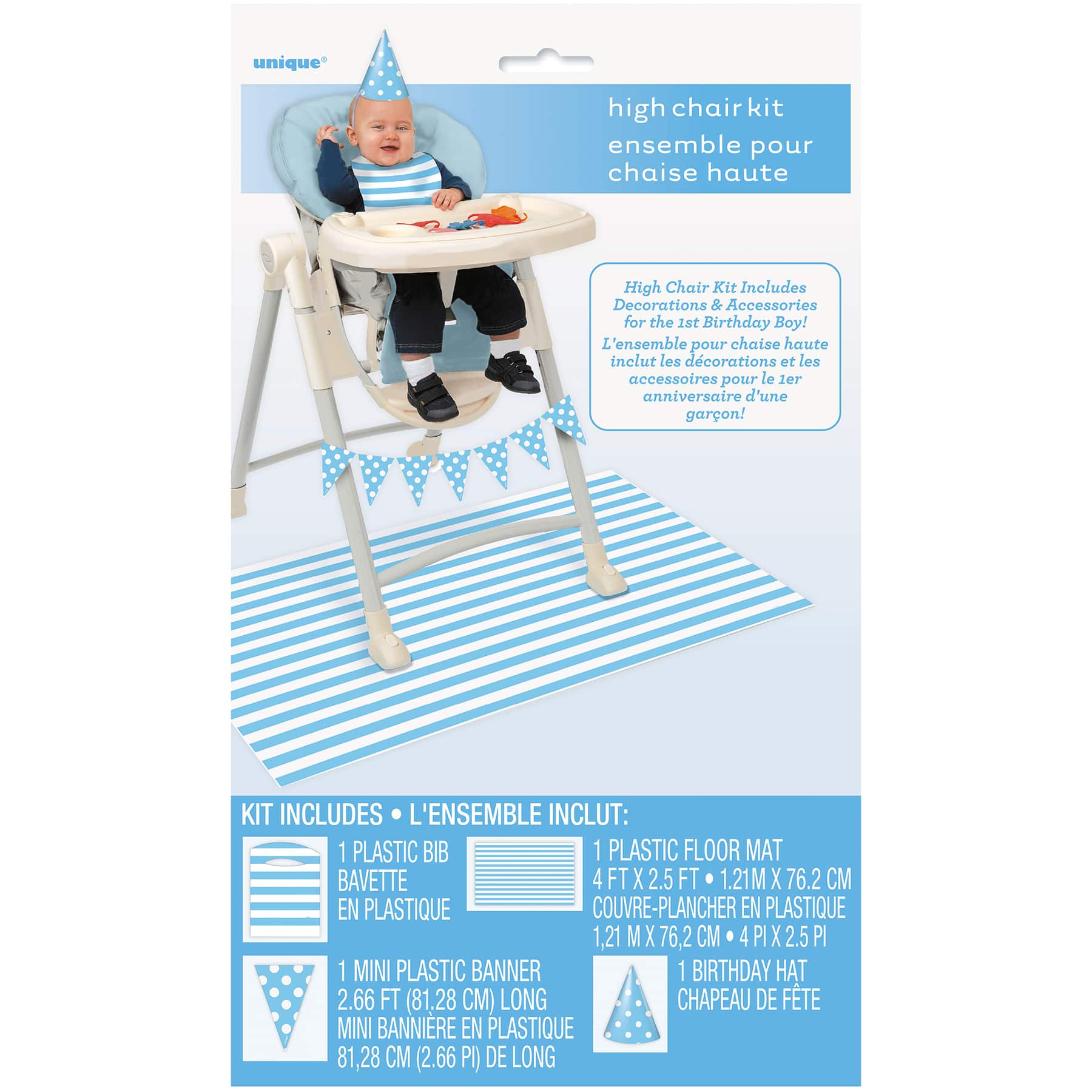 Multicolor Beistle 57522-B Blue 1st Birthday High Chair Decorating Kit 5 Piece Adjustable