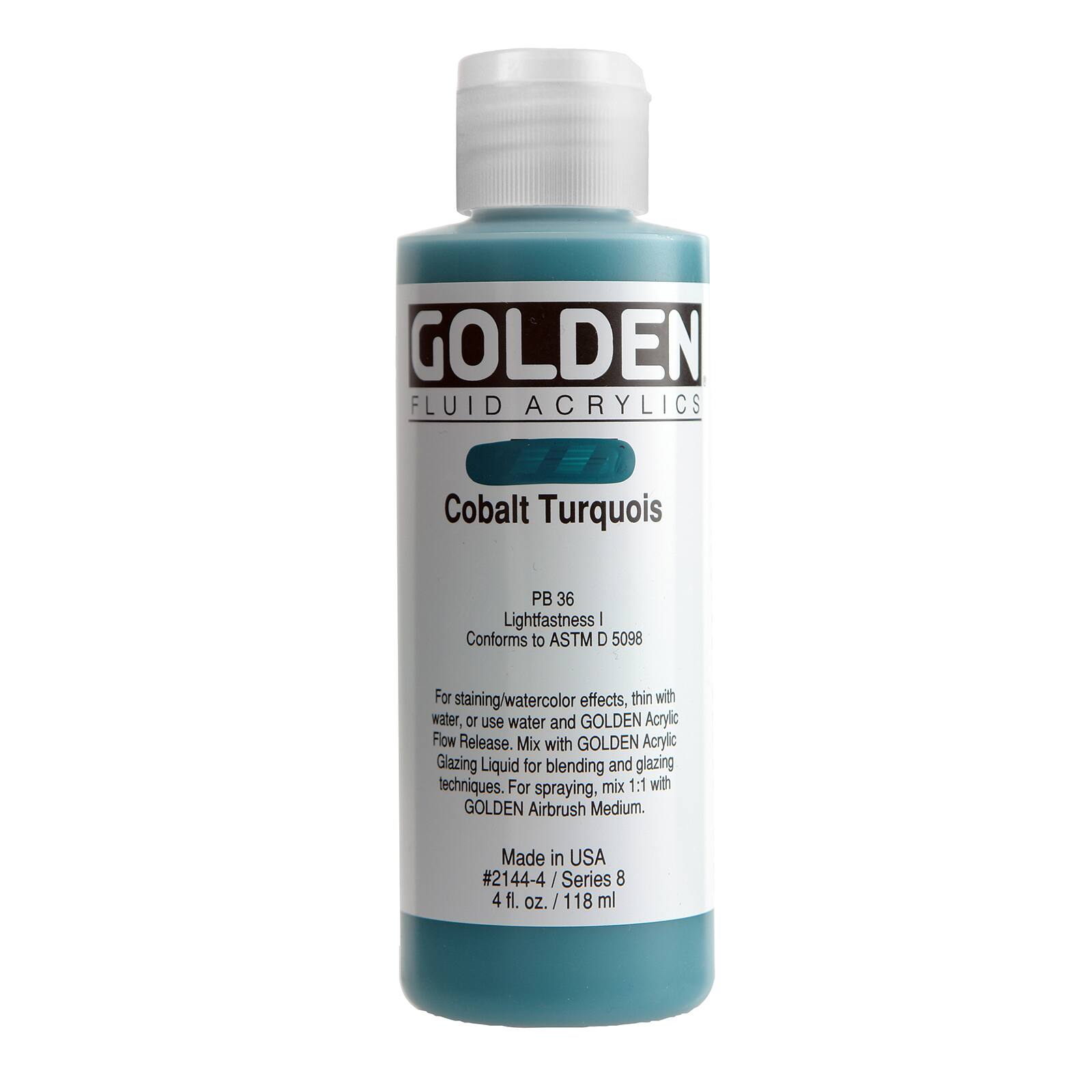 Golden Fluid Acrylics, 4 oz Paint in Cobalt Turquoise
