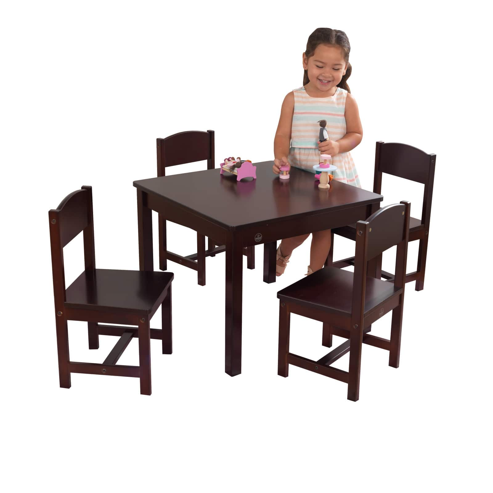 KidKraft Espresso Farmhouse Table &#x26; 4 Chair Set