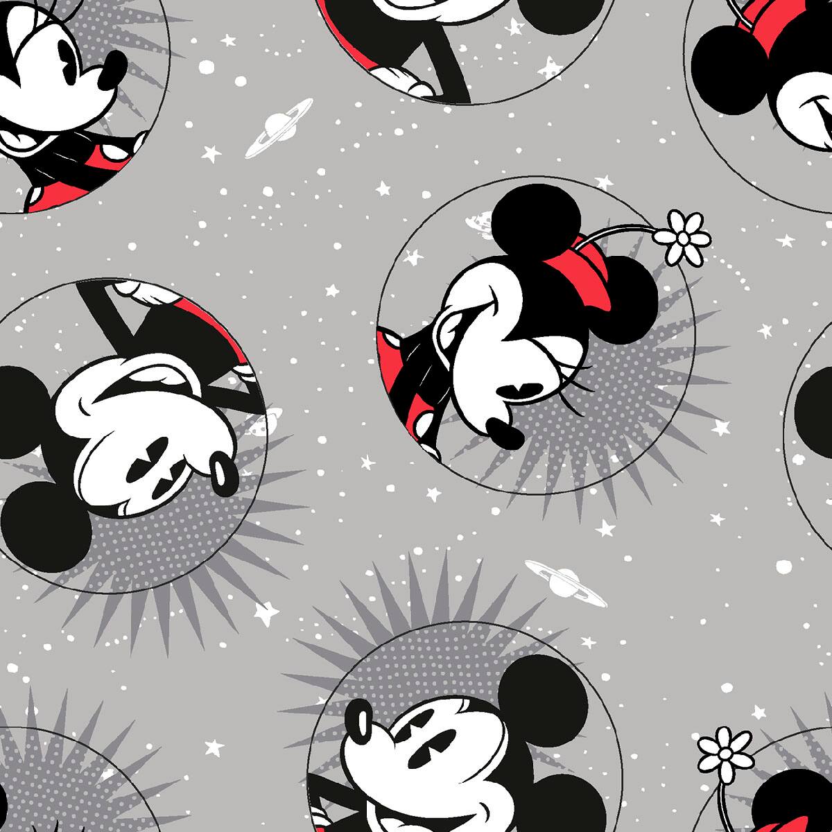 Disney Smile Mickey Grey Quilting Cotton Fabric