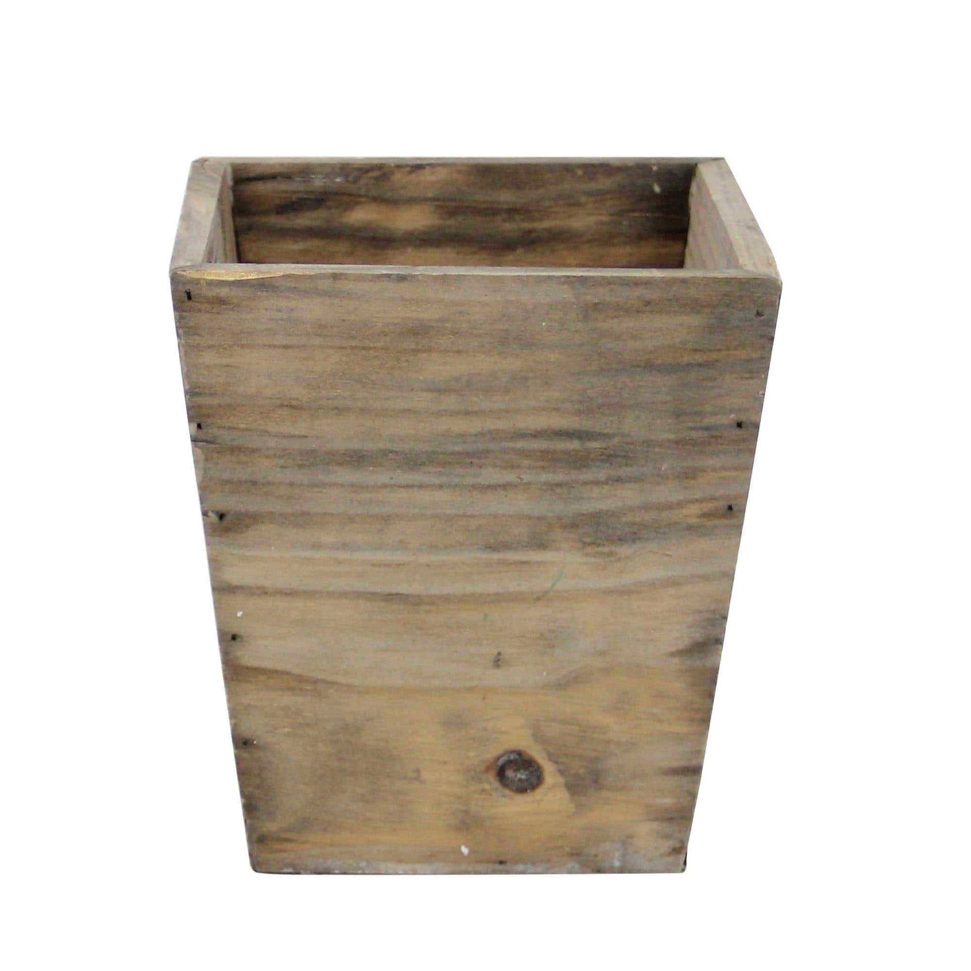 6.5" Country Rustic Natural Wood Storage Bin