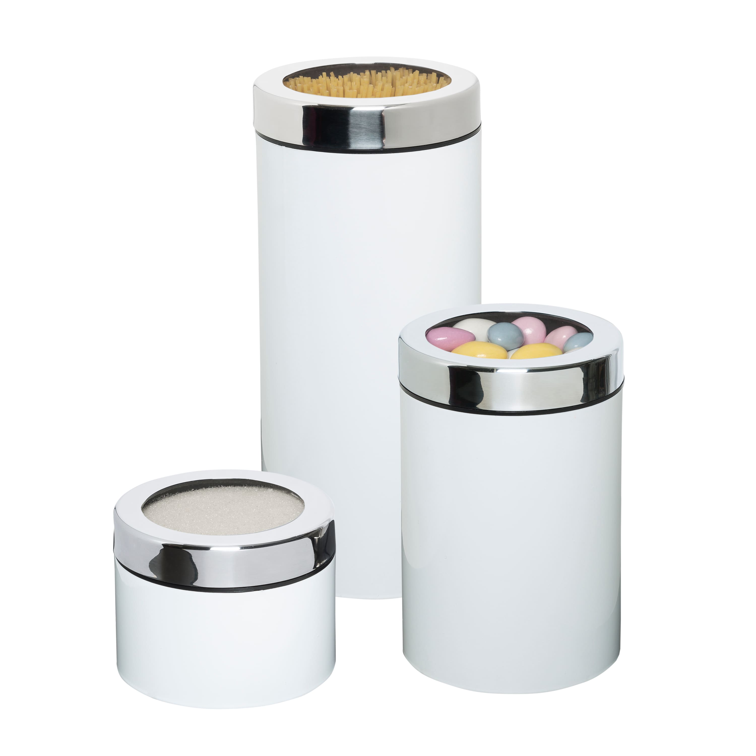 Honey Can Do White Retro Canisters, 3 Pack