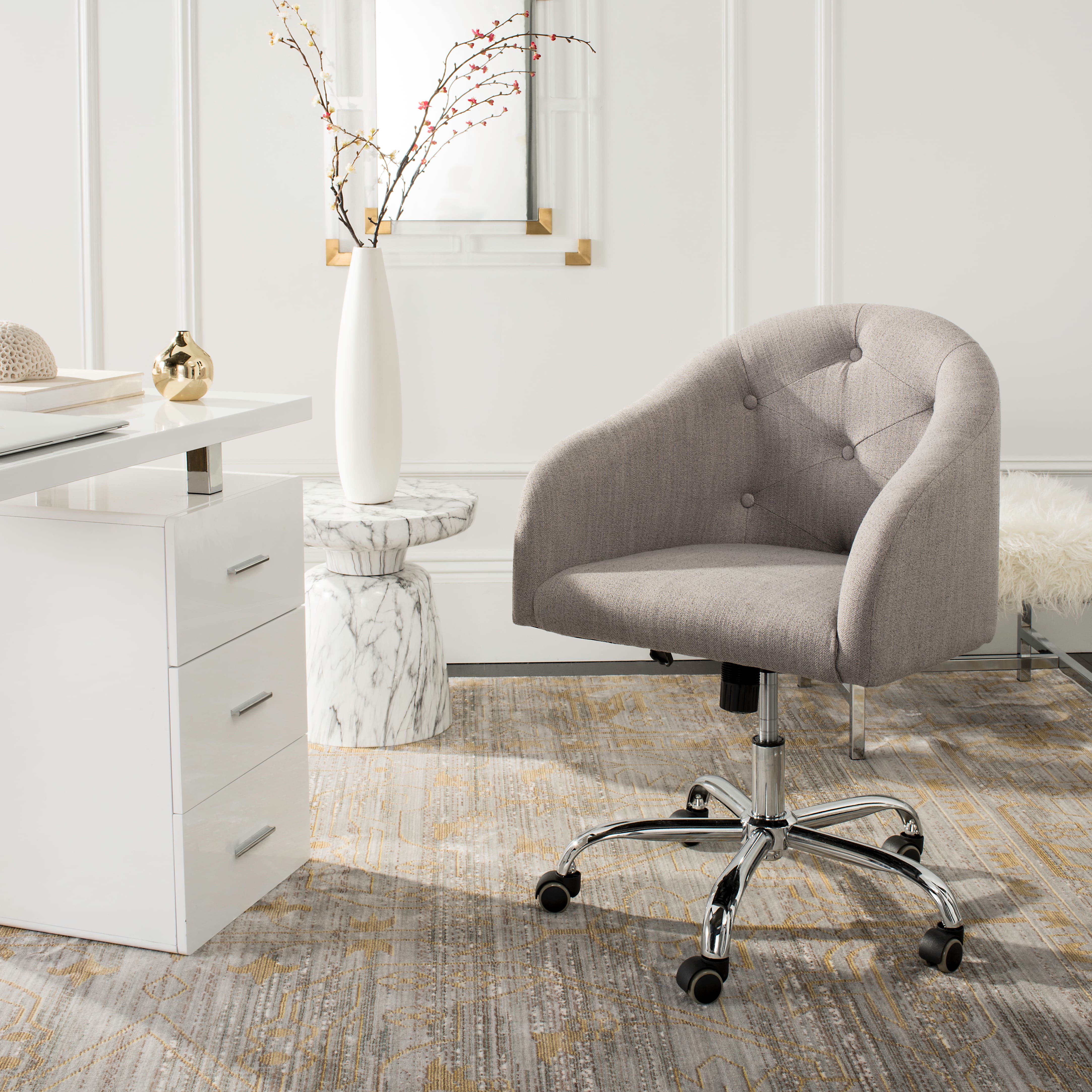 Amy Tufted Swivel Office Chair in Grey / Chrome By Safavieh in Grey/Chrome | Michaels®