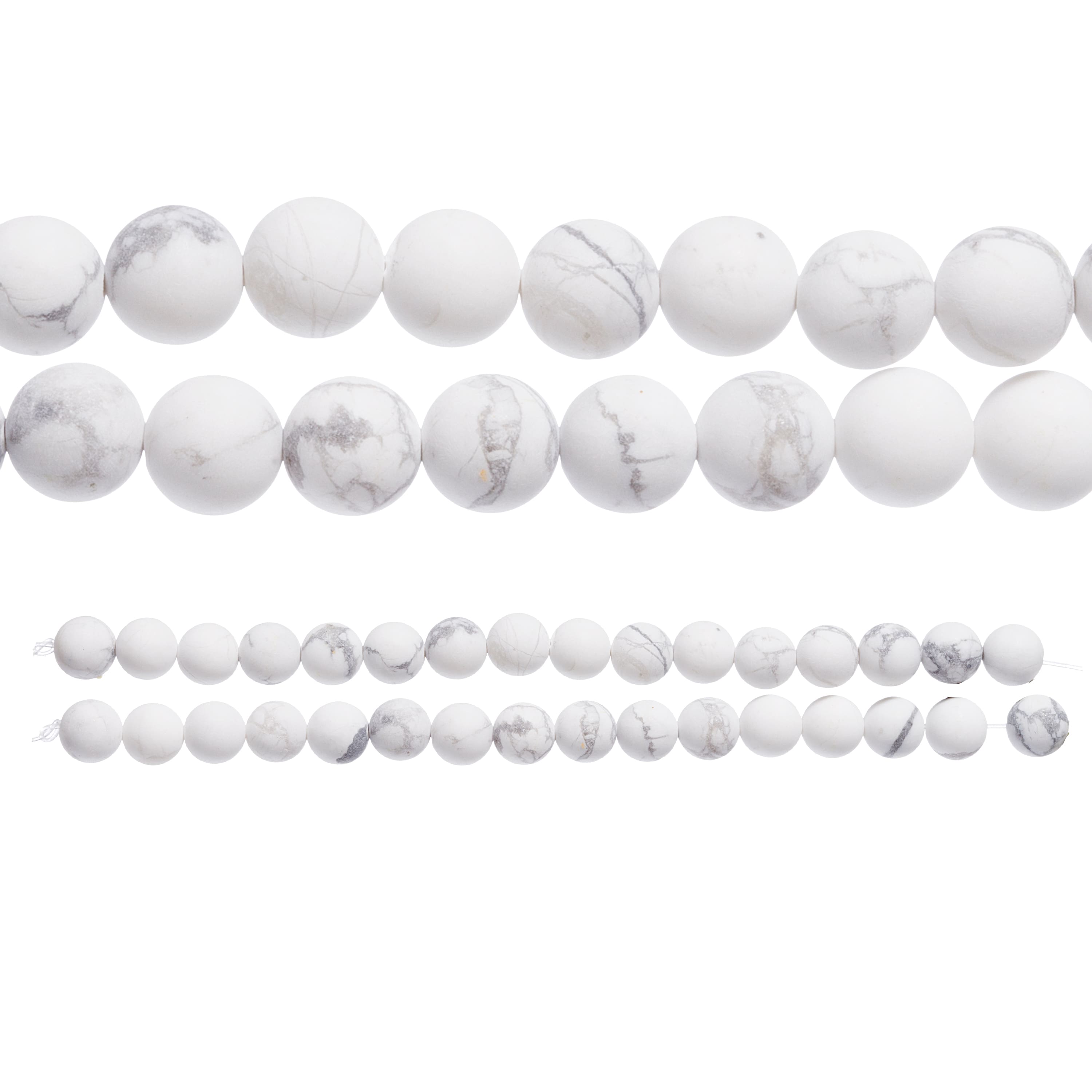 12 Pack: White & Gray Matte Howlite Round Beads, 8mm by Bead Landing™