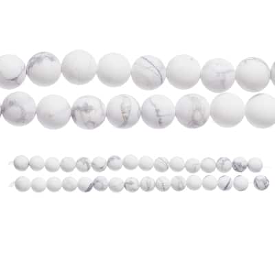 White & Gray Matte Howlite Round Beads, 8mm by Bead Landing™ image
