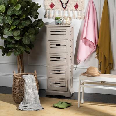 mDesign 5-Drawer Tall Storage Unit, Pink/White