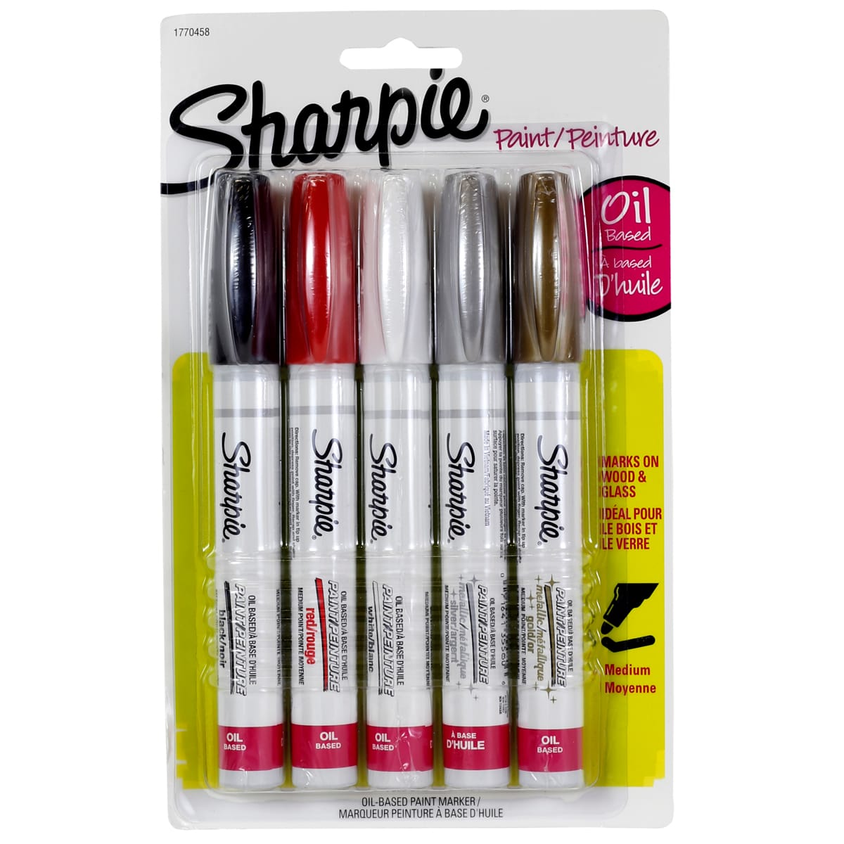 Sharpie Medium Point Oil-Based Paint Markers 5/Pkg-Black, Blue, Yellow, Red  & White, 1 count - Fry's Food Stores