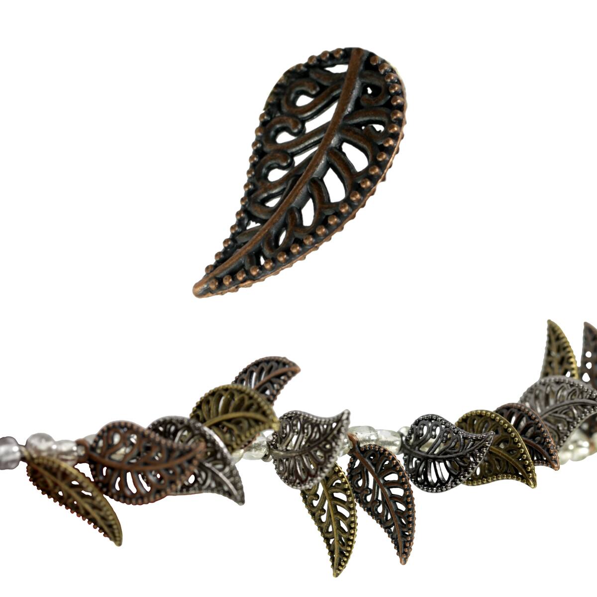 Bead Gallery Multi-Plated Metal Leaf Beads, 15mm