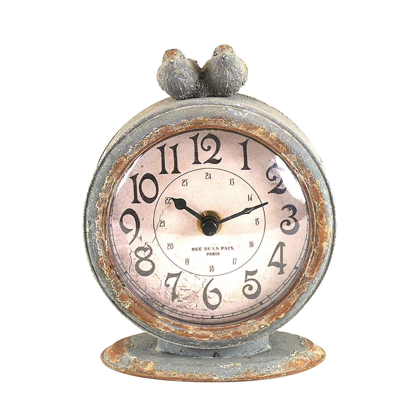 Gray Pewter Mantle Clock with Birds