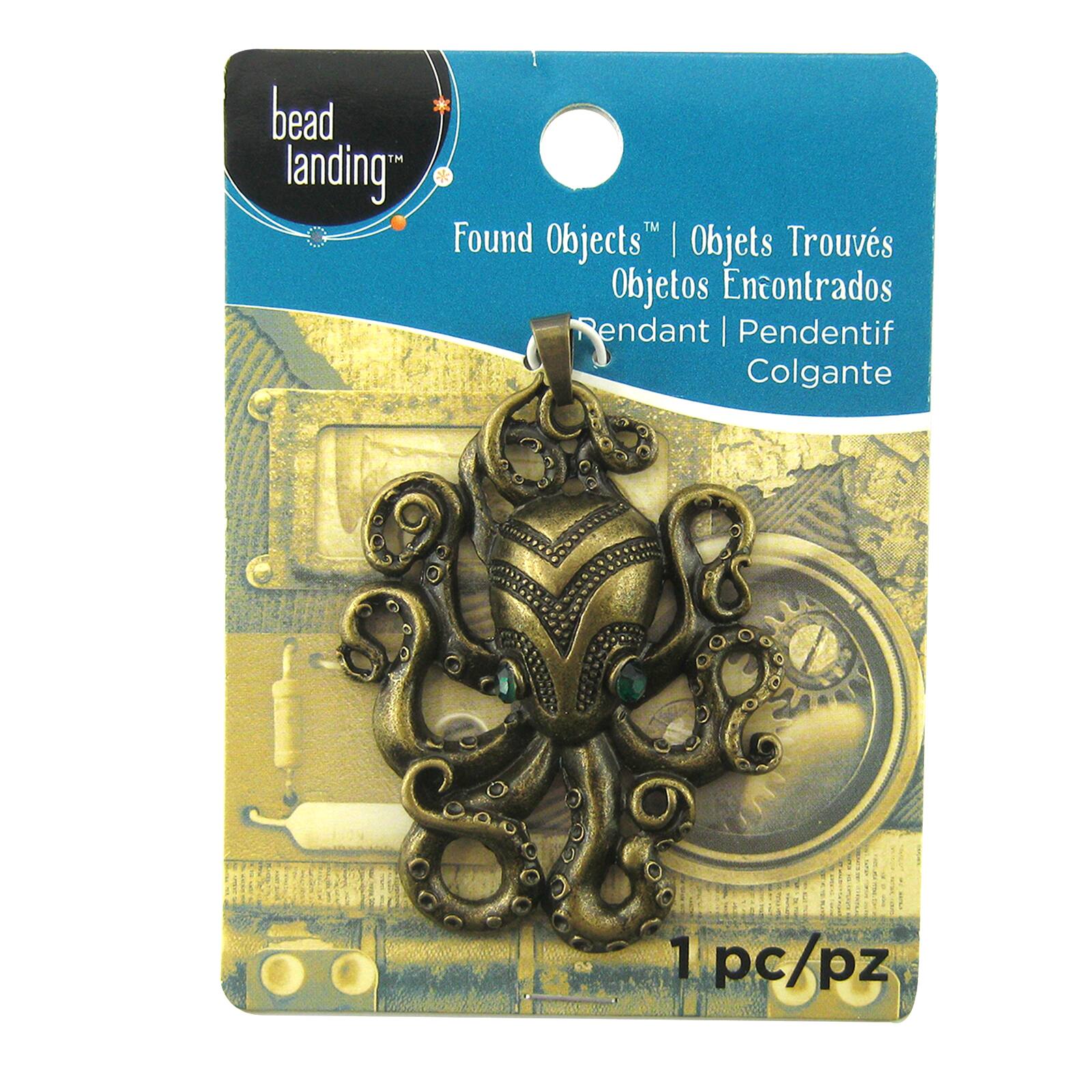 Found Objects&#x2122; Antique Brass Octopus Pendant by Bead Landing&#x2122;