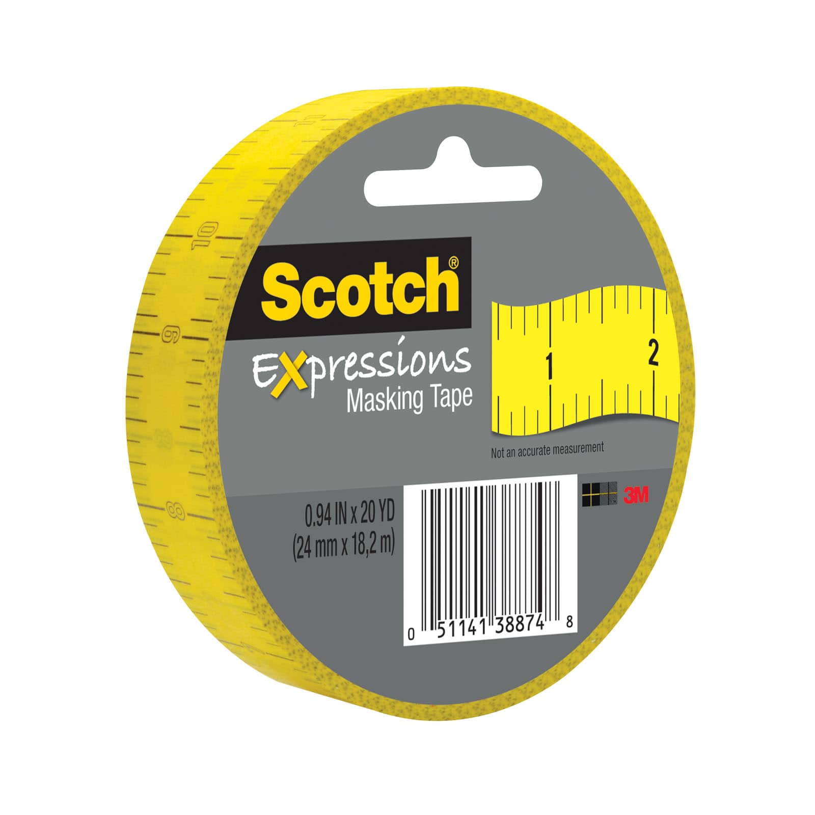 1 Adhesive Cloth Ruler Tape: 7 yds - Yellow