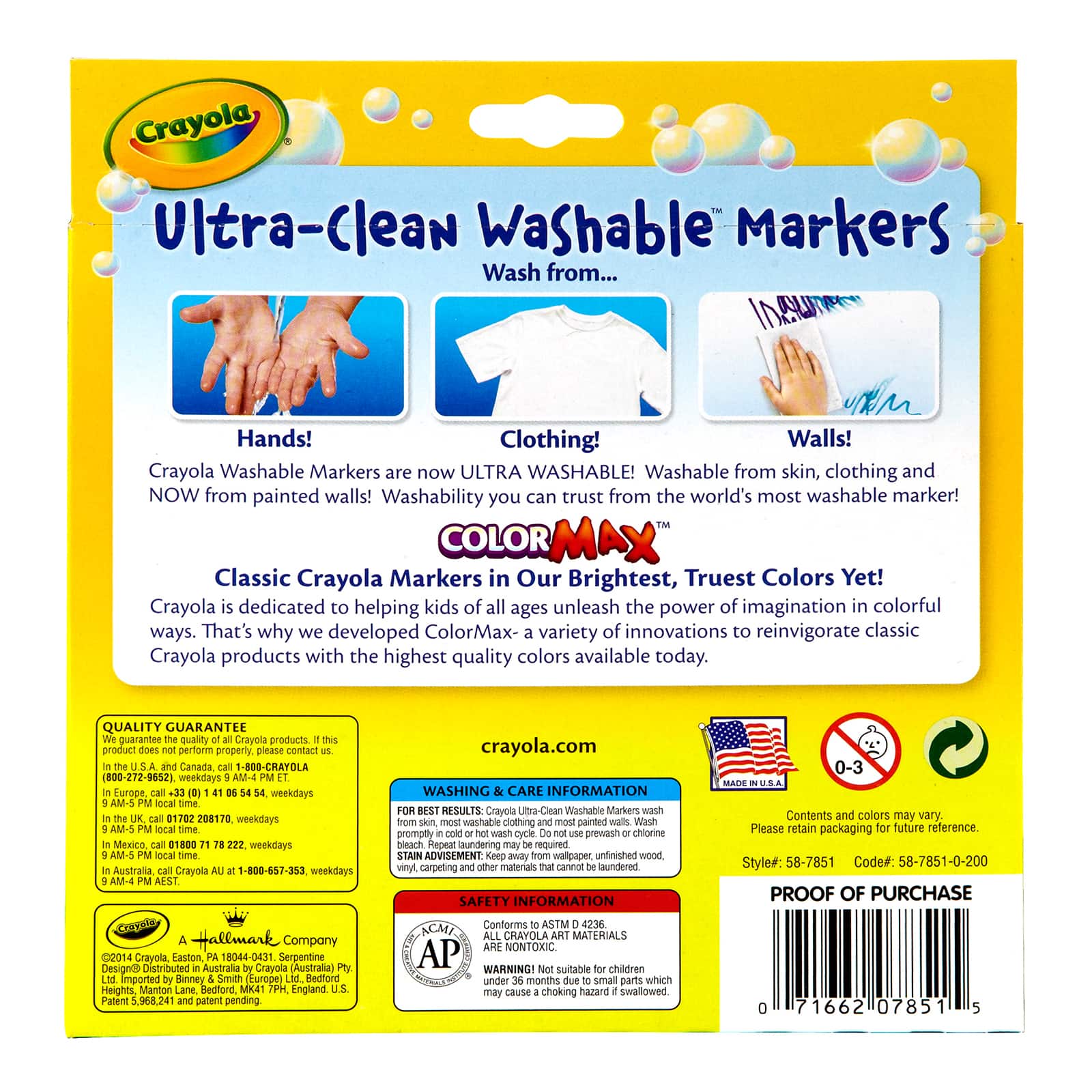 Crayola Ultra-Clean Markers, Fine Line, Classic Colors, 10 Count
