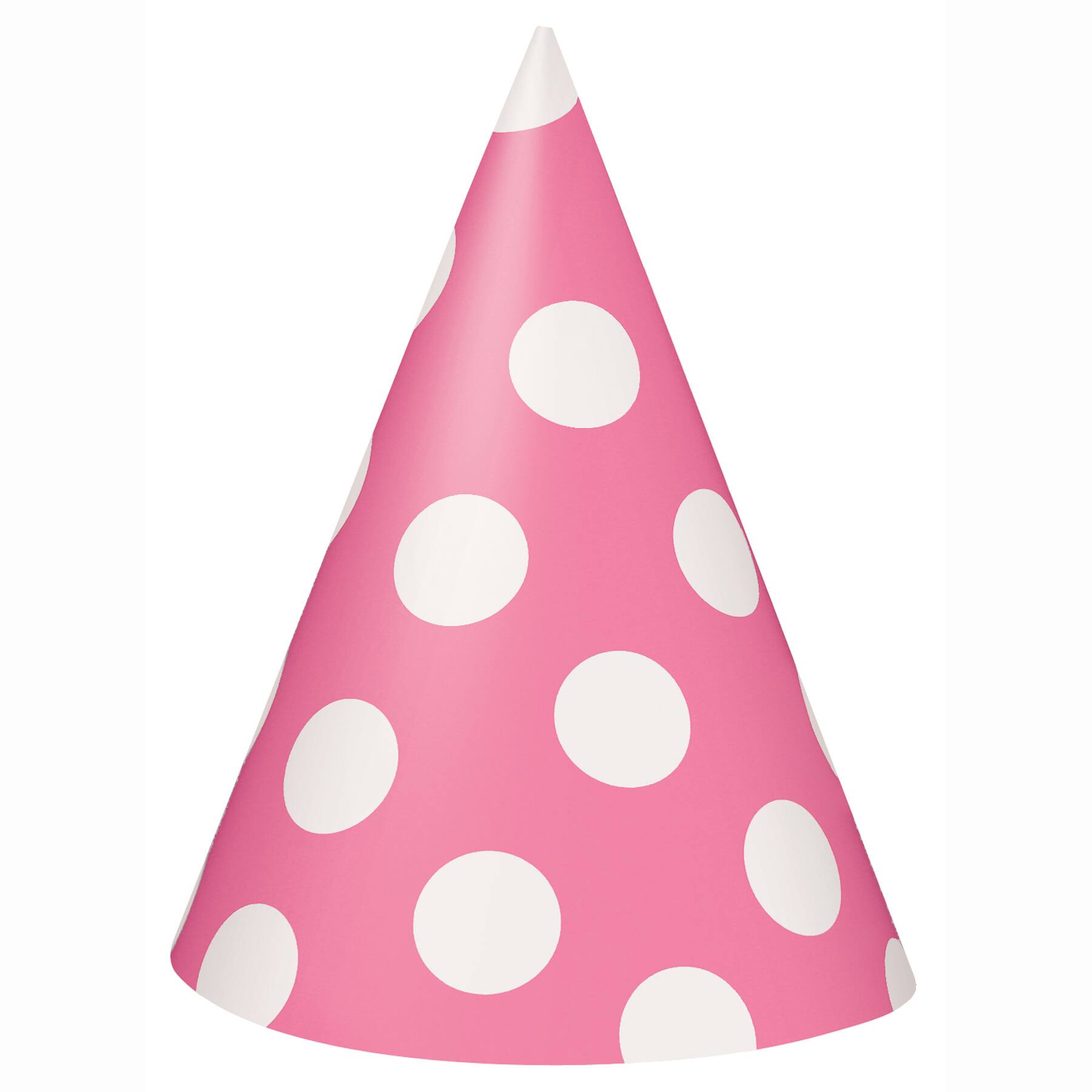 Hot Pink Polka Dots Party Hats 8ct