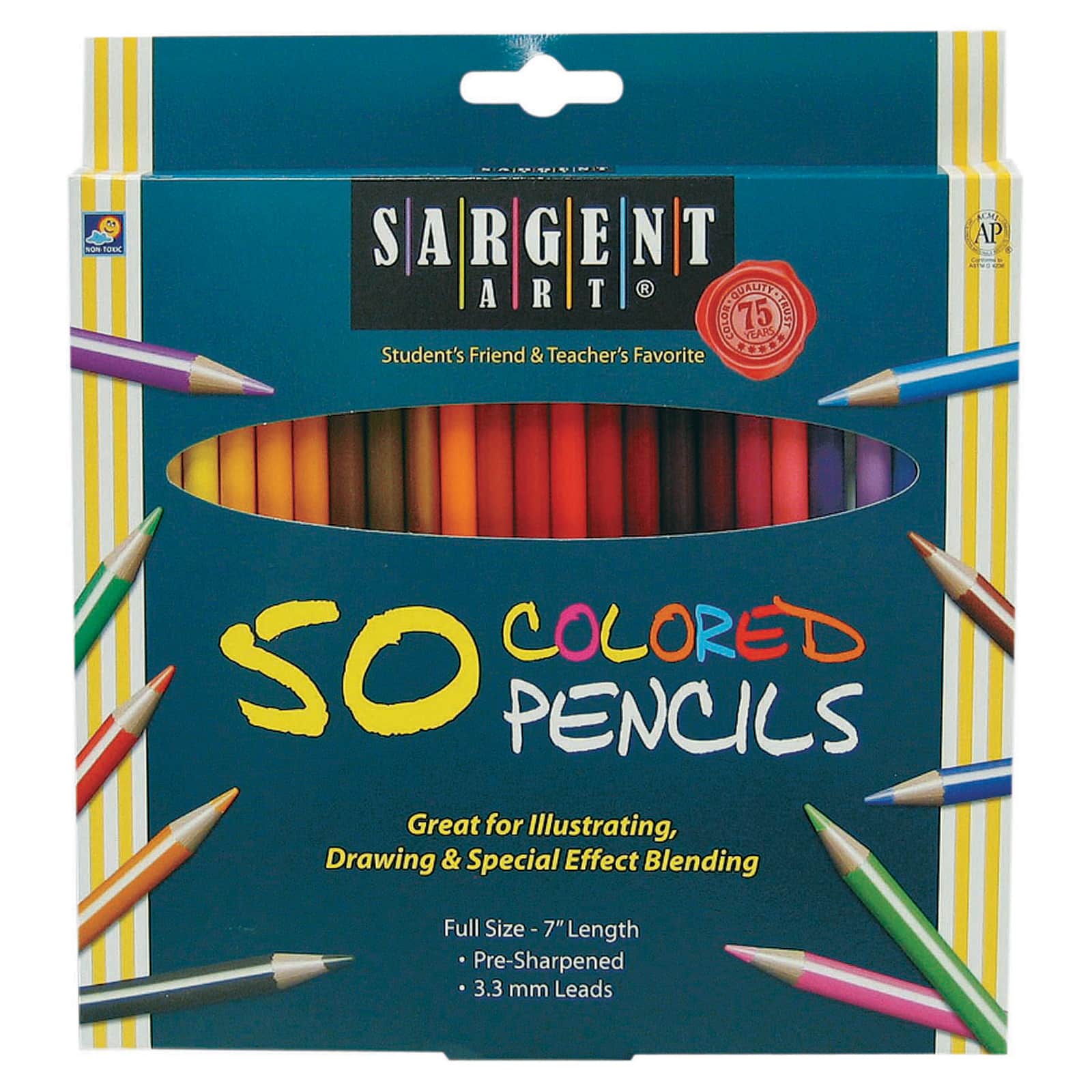 Sargent Art Colored Pencils 3.3 mm Assorted Colors 50 Pencils Per