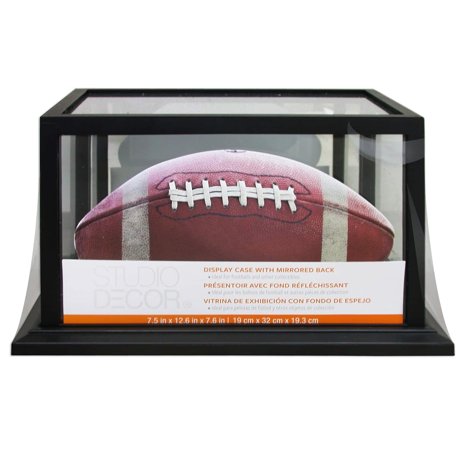 Black Football Display Case With Mirrored Back by Studio D&#xE9;cor&#xAE;