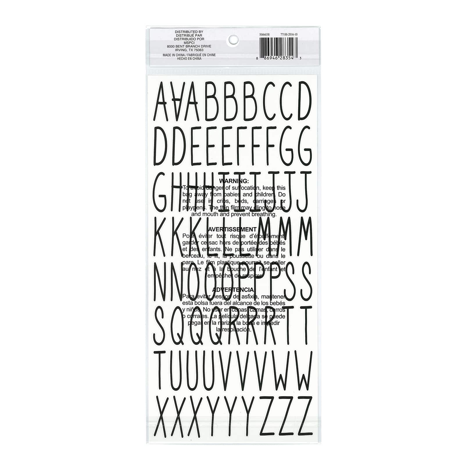 12 Pack: Black Narrow Alphabet Stickers by Recollections™