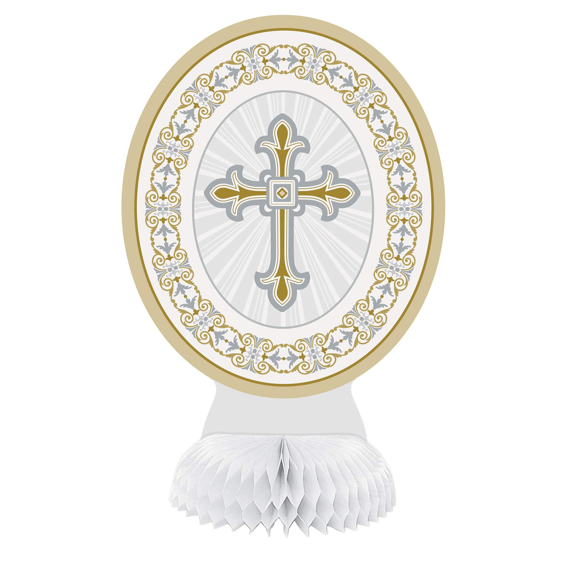 Mini Radiant Gold And Silver Cross Religious Table Decorations