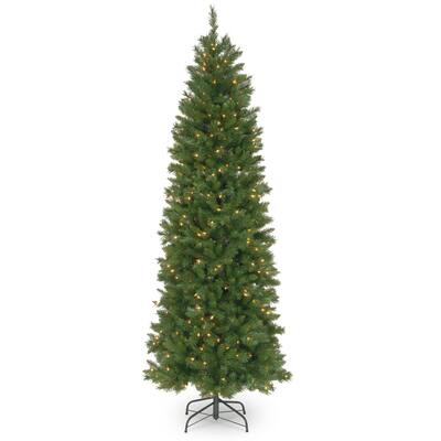 7.5 ft. Pre-lit Hinged Pennington Fir Pencil Artificial Christmas Tree ...