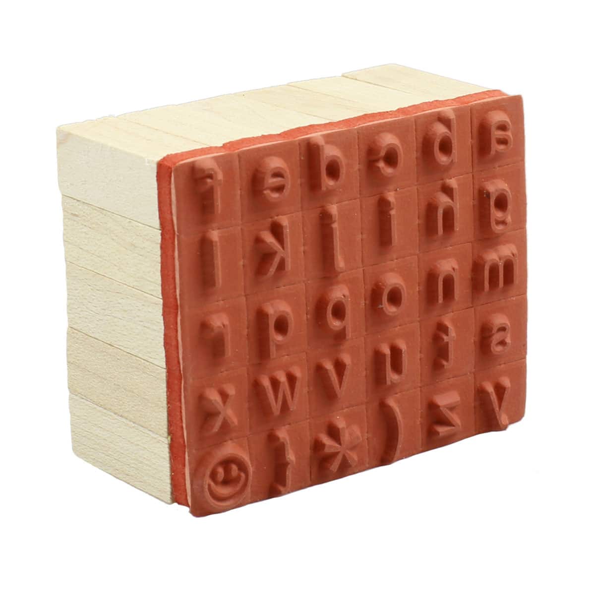 LAAT Creative Wooden English Alphabet Letter Stamps Stamper Capital Lower Case Boxes for Kids-Set of 30PCS