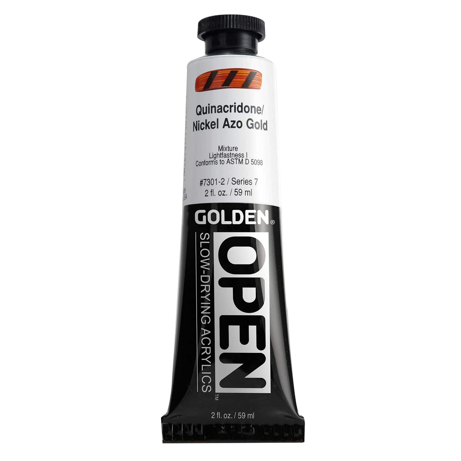 Golden OPEN Slow-Drying Acrylics, 2 oz Paint in Quinacridone Nickel Azo Gold
