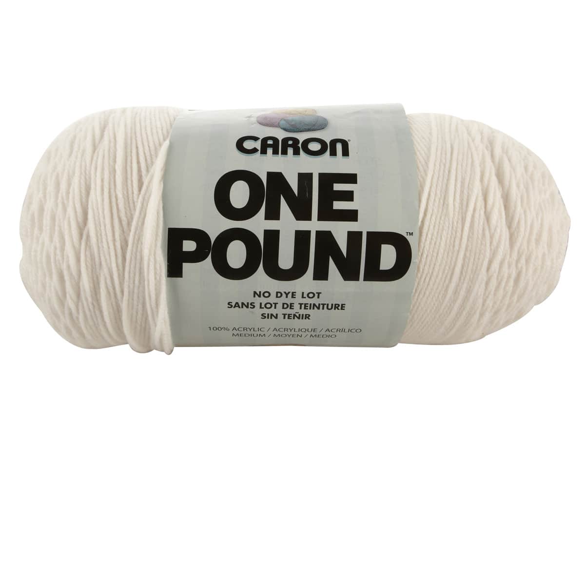 Medium Gauge 100% Acrylic 16 oz OffWhite- For Crochet 1 Piece 4 Knitting & Crafting Caron  One Pound Solids Yarn - 