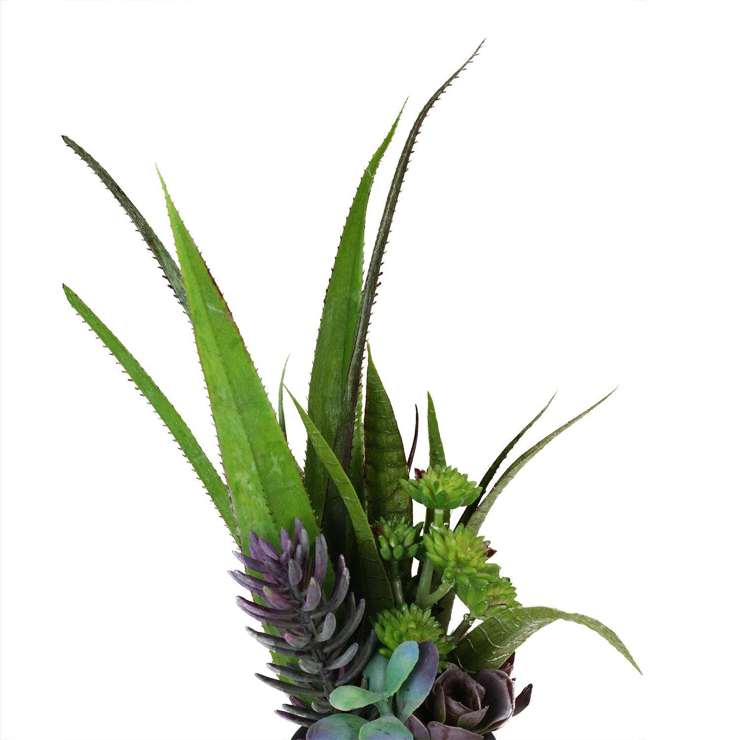 19" Artificial Mixed Succulent & Agave Arrangement in Ceramic Pot