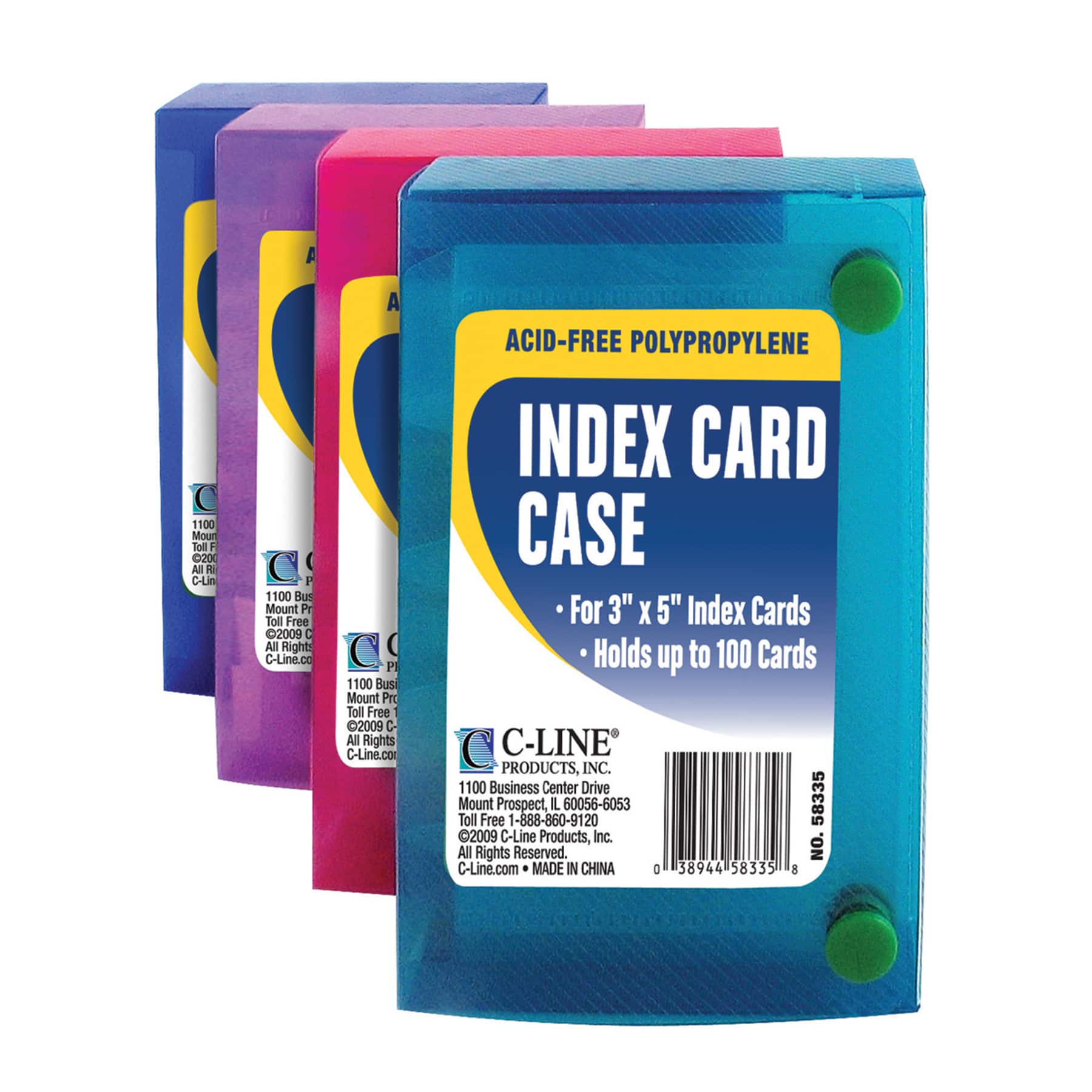 C-Line® 3" x 5" Index Card Case, Assorted Colors, Pack of 24