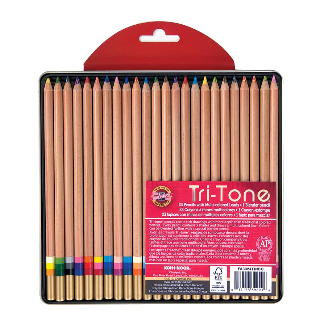 Koh-I-Noor Tri-Tone&#xAE; Colored Pencil 24 Color Tin Set