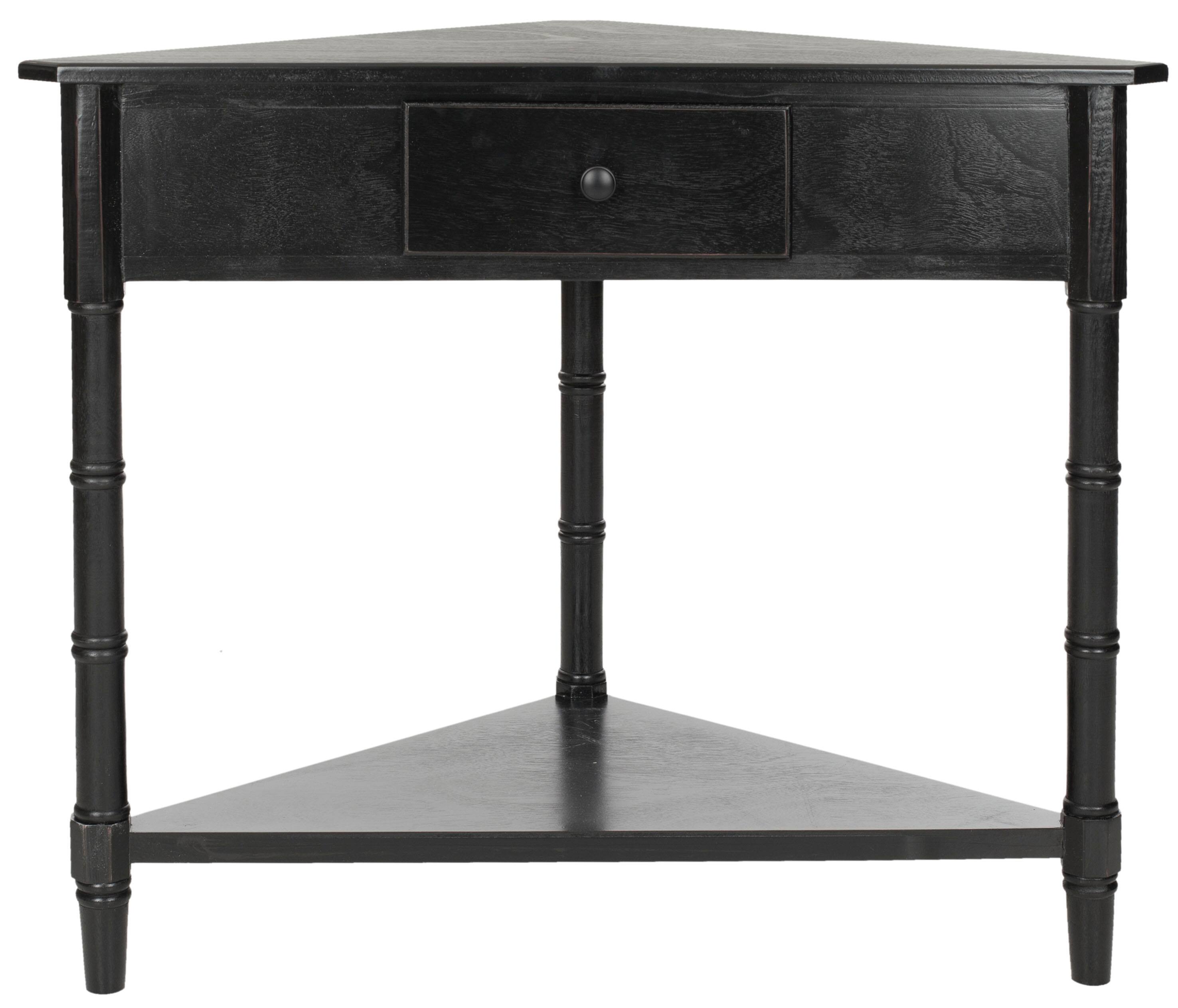 Gomez Corner Table in Distressed Black