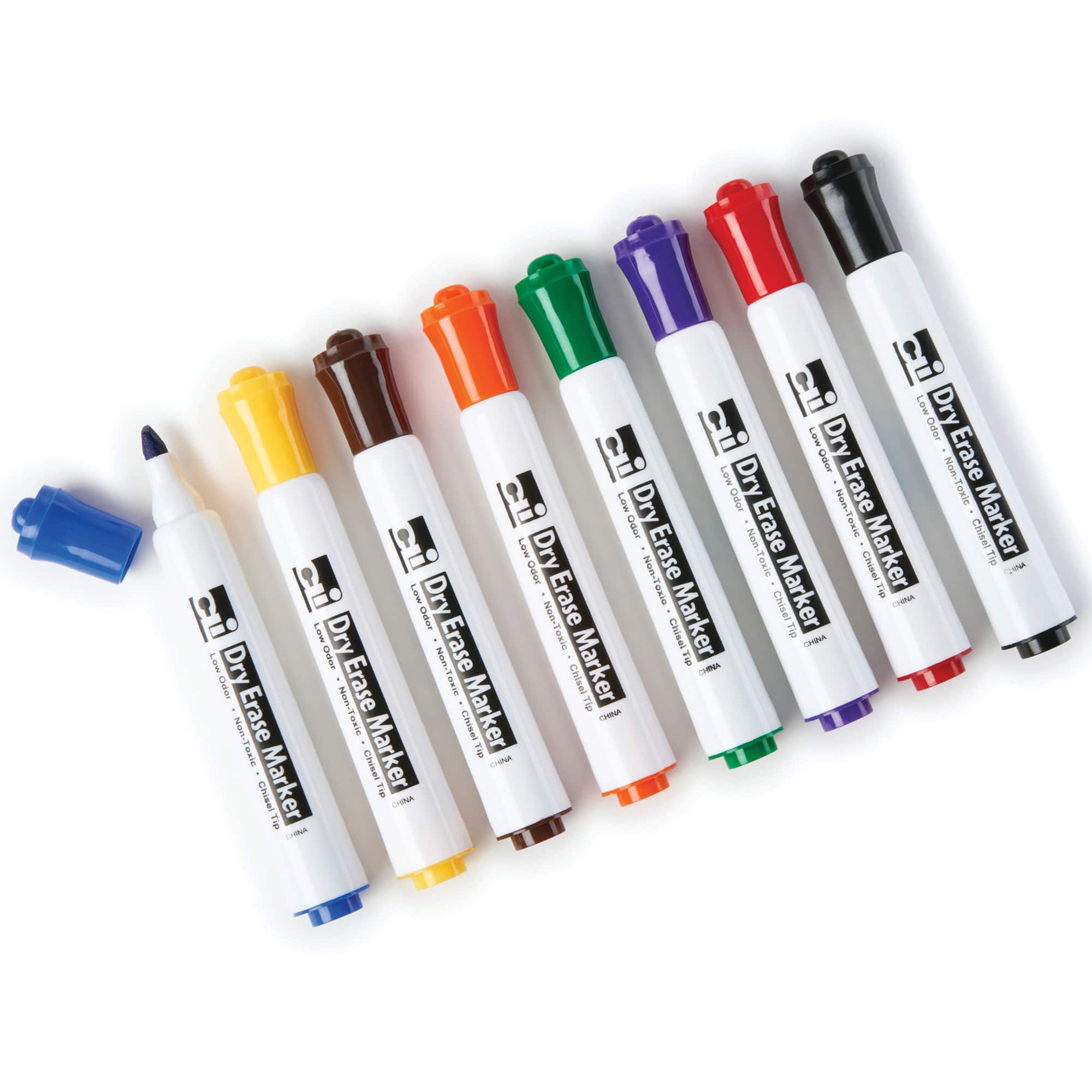 8 Assorted Colors Chisel Tip Barrel Style Dry Erase Markers, 4 Packs