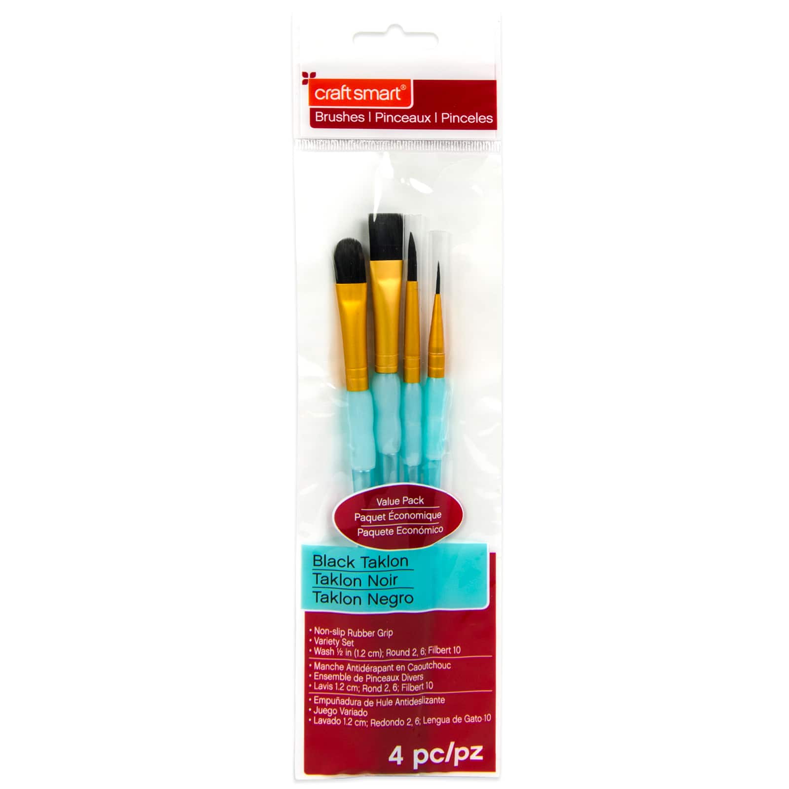 9 Packs: 4 ct. (36 total) Black Taklon Variety Brushes Value Pack by Craft Smart&#xAE;