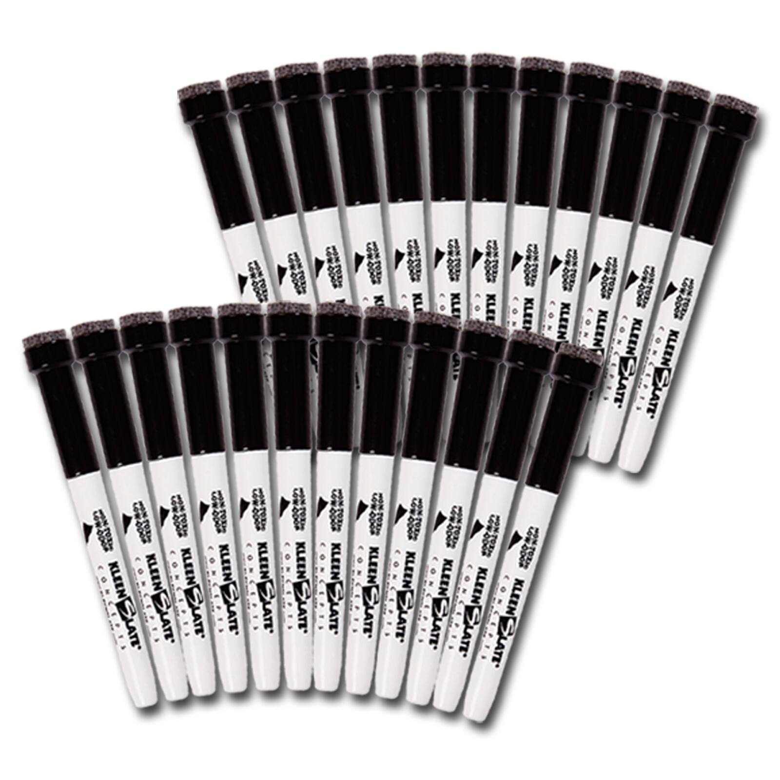 6 Packs: 24 ct. (144 total) KleenSlate&#xAE; Black Fine Point Dry Erase Markers with Erasers