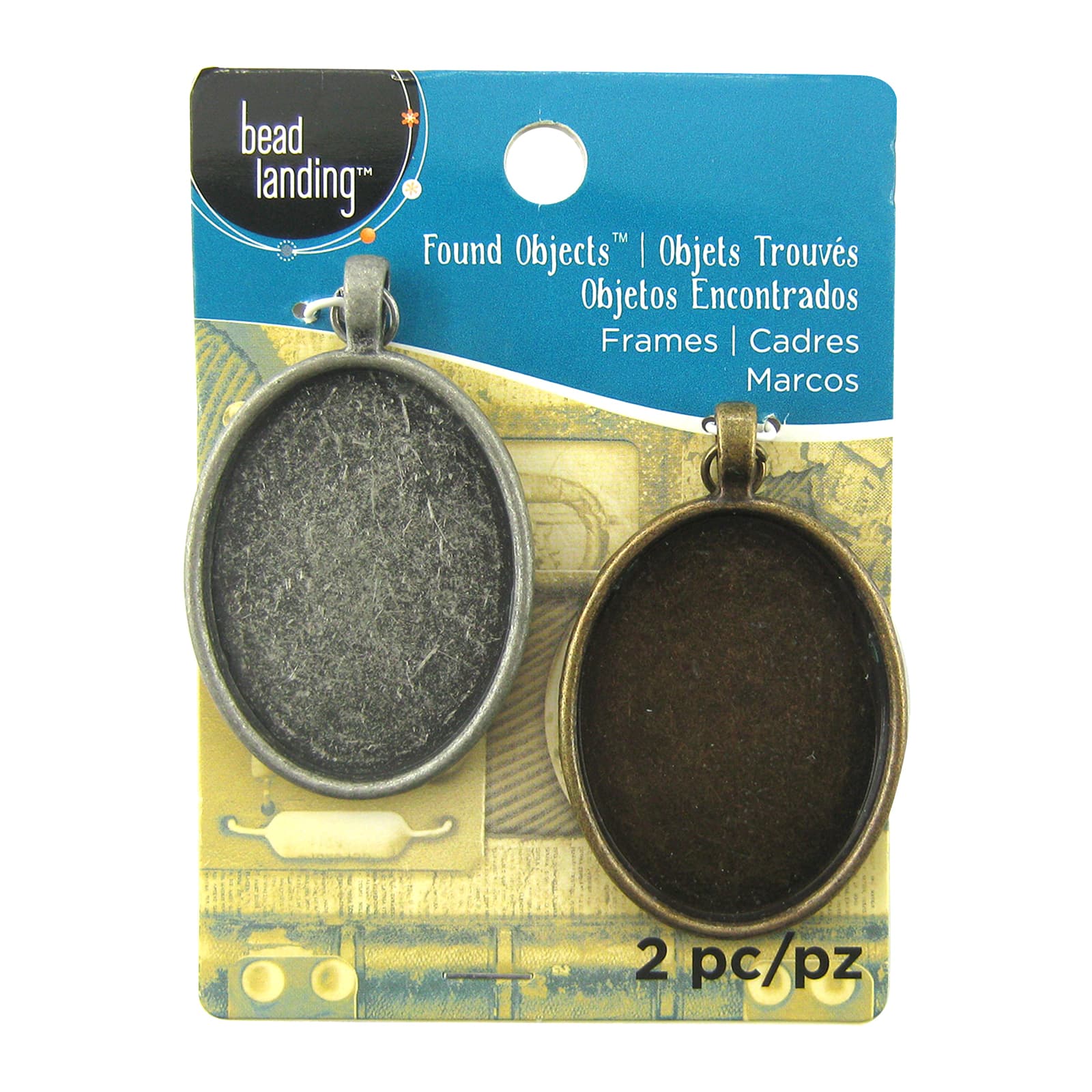 Found Objects™ Silver & Gold Oval Frame Pendants by Bead Landing™