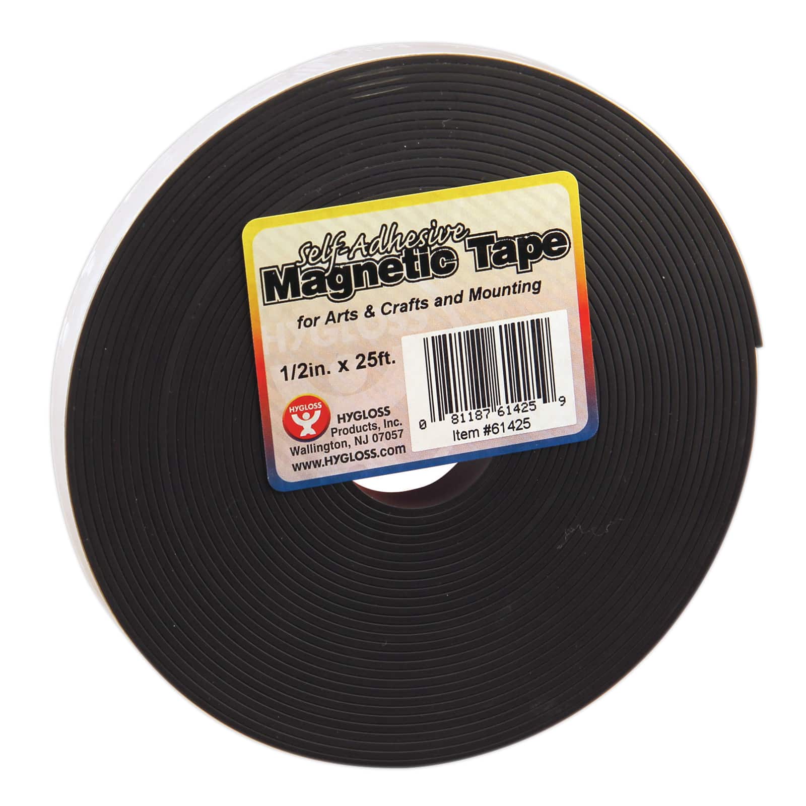 Hygloss Self-Adhesive Magnetic Strips, 0.5" x 300" Per Roll, 3 Rolls