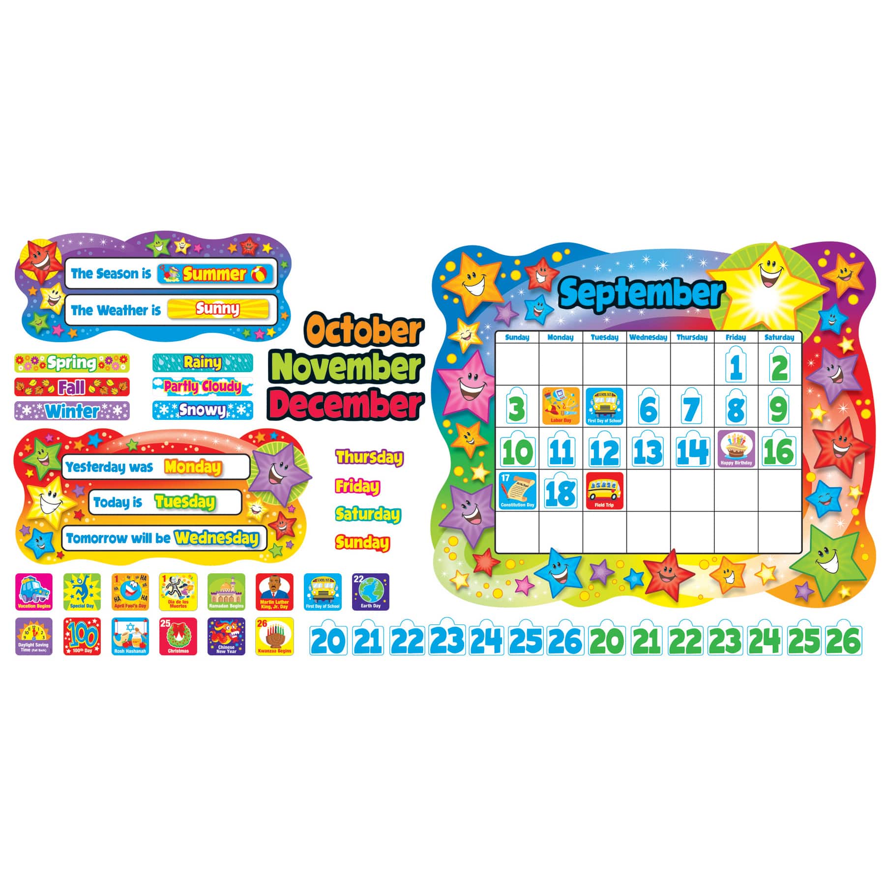 Trend Enterprises Star Calendar Bulletin Board Set