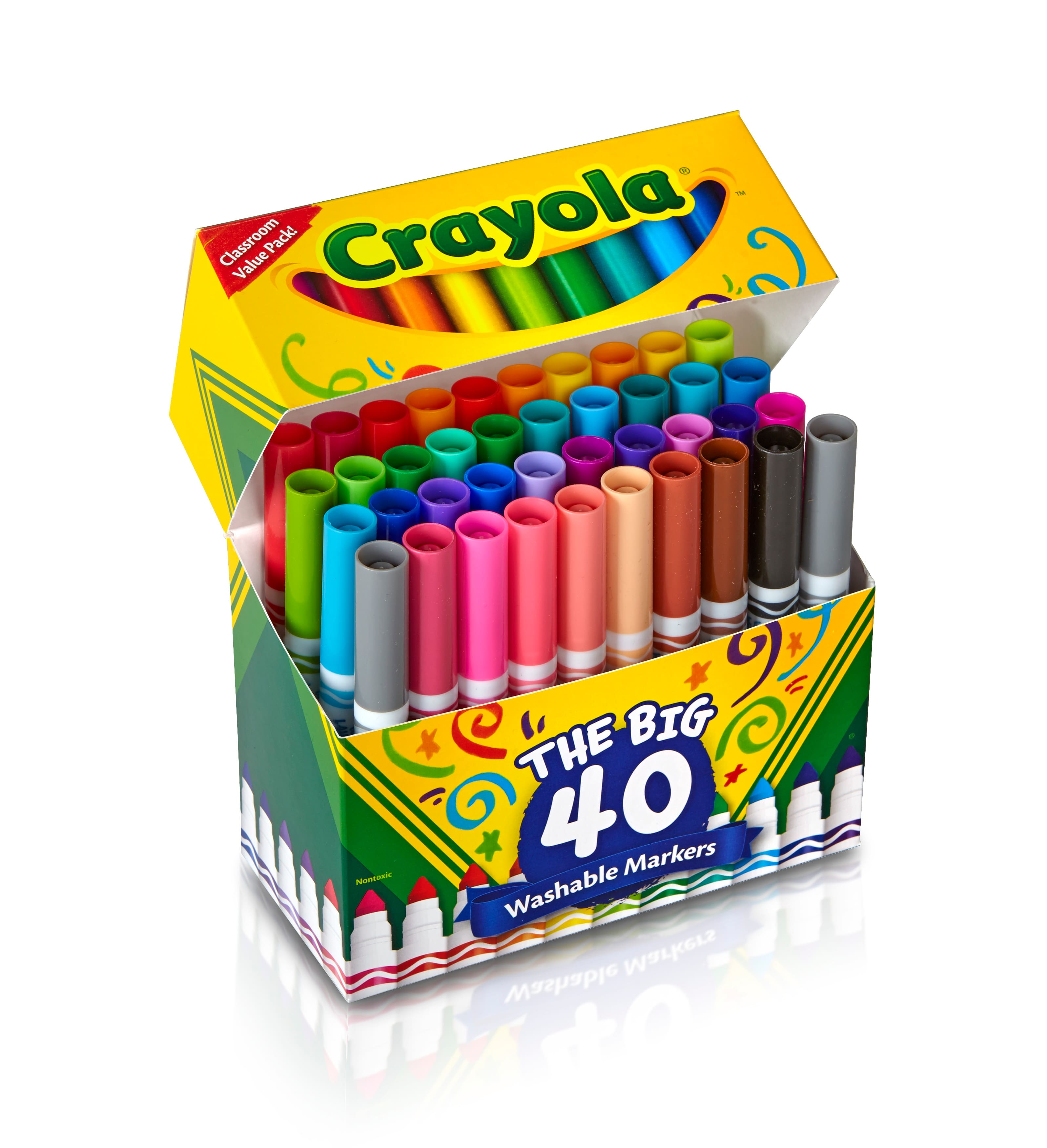 Crayola Ultra Clean Washable Classic Colors Broad Line Markers, 40ct.