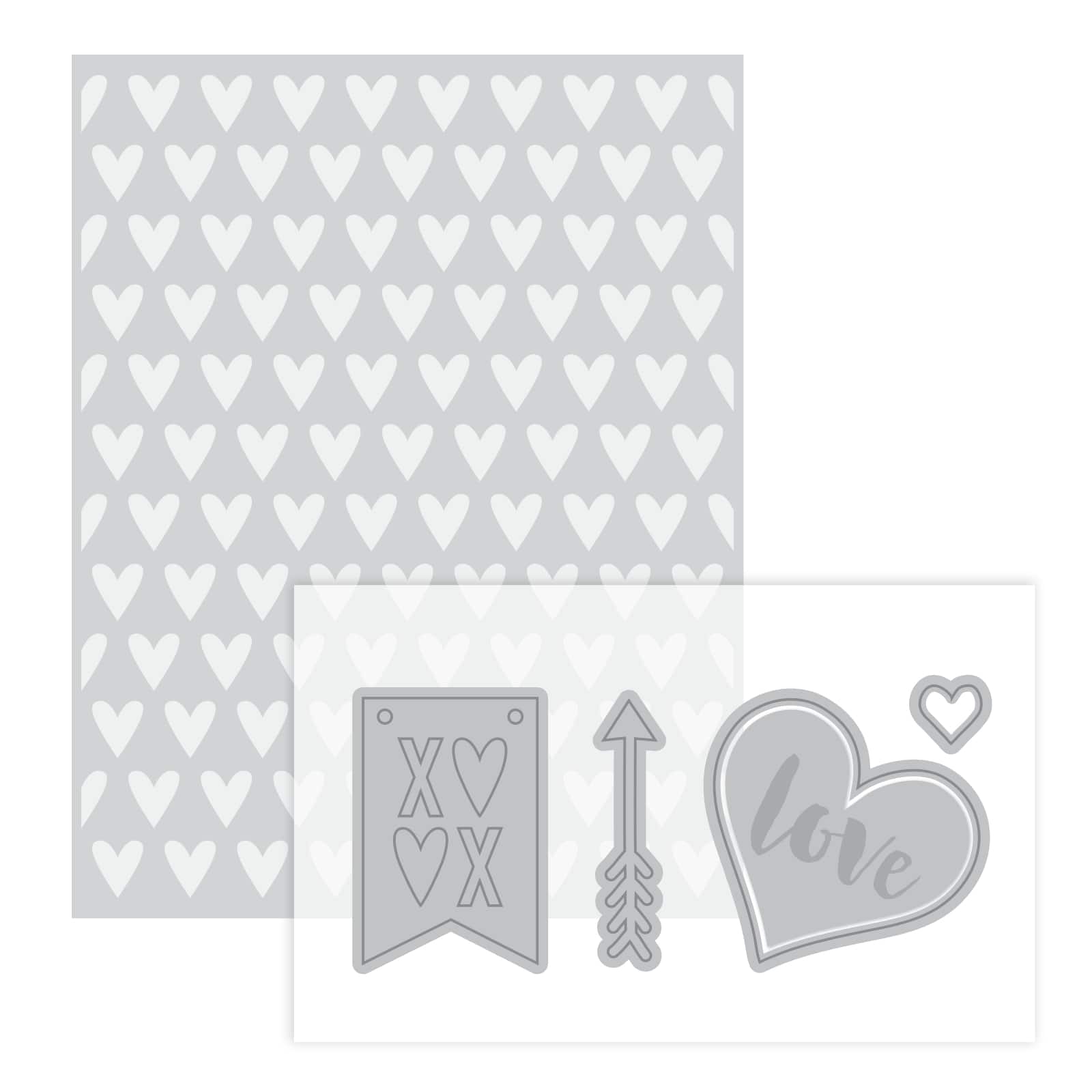 LOVE DIE SET&EMBOSSING FOLDER RECOLLECTIONS CUT AND EMBOSS 