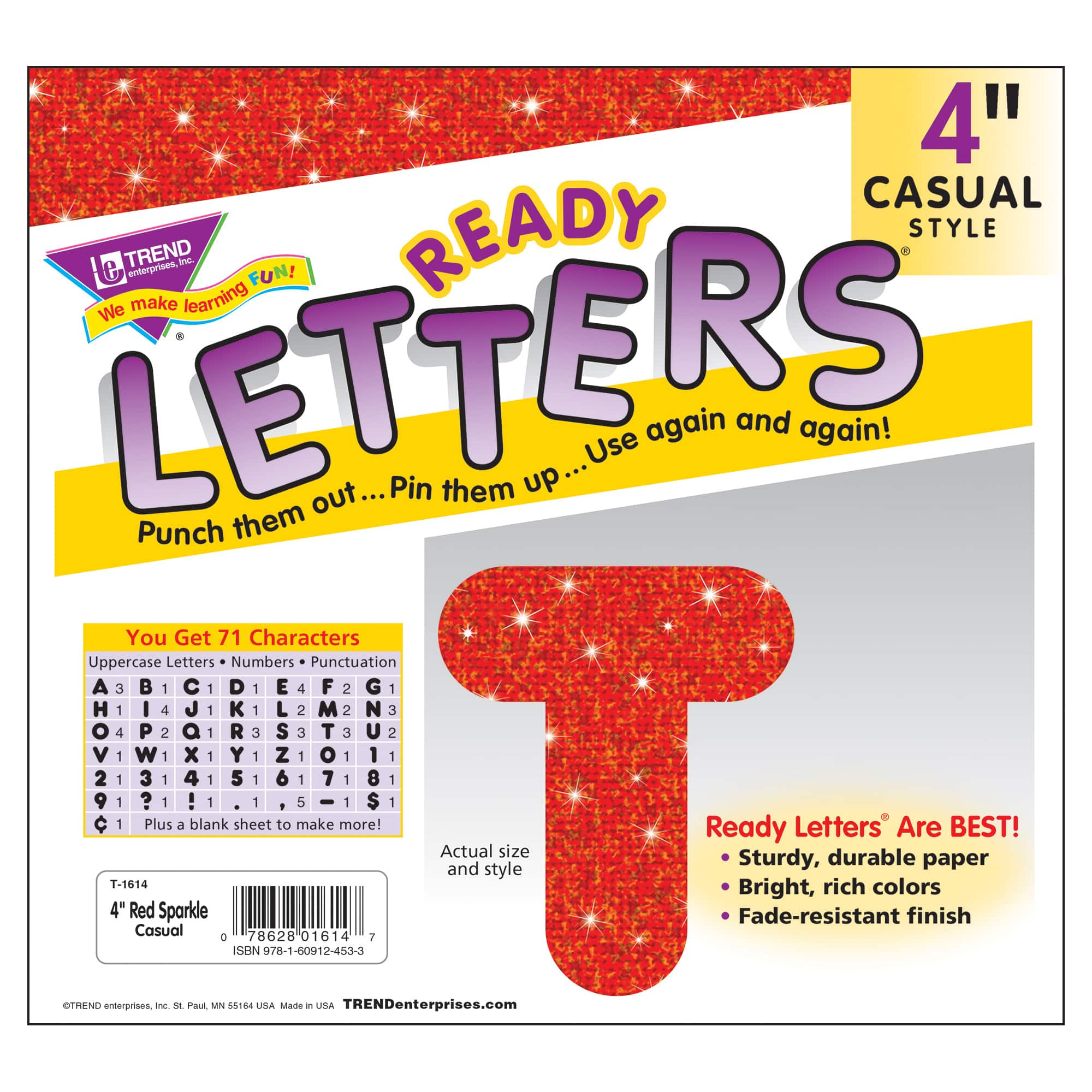 Trend Enterprises 4" Uppercase Sparkle Ready Letters®, 6 Packs