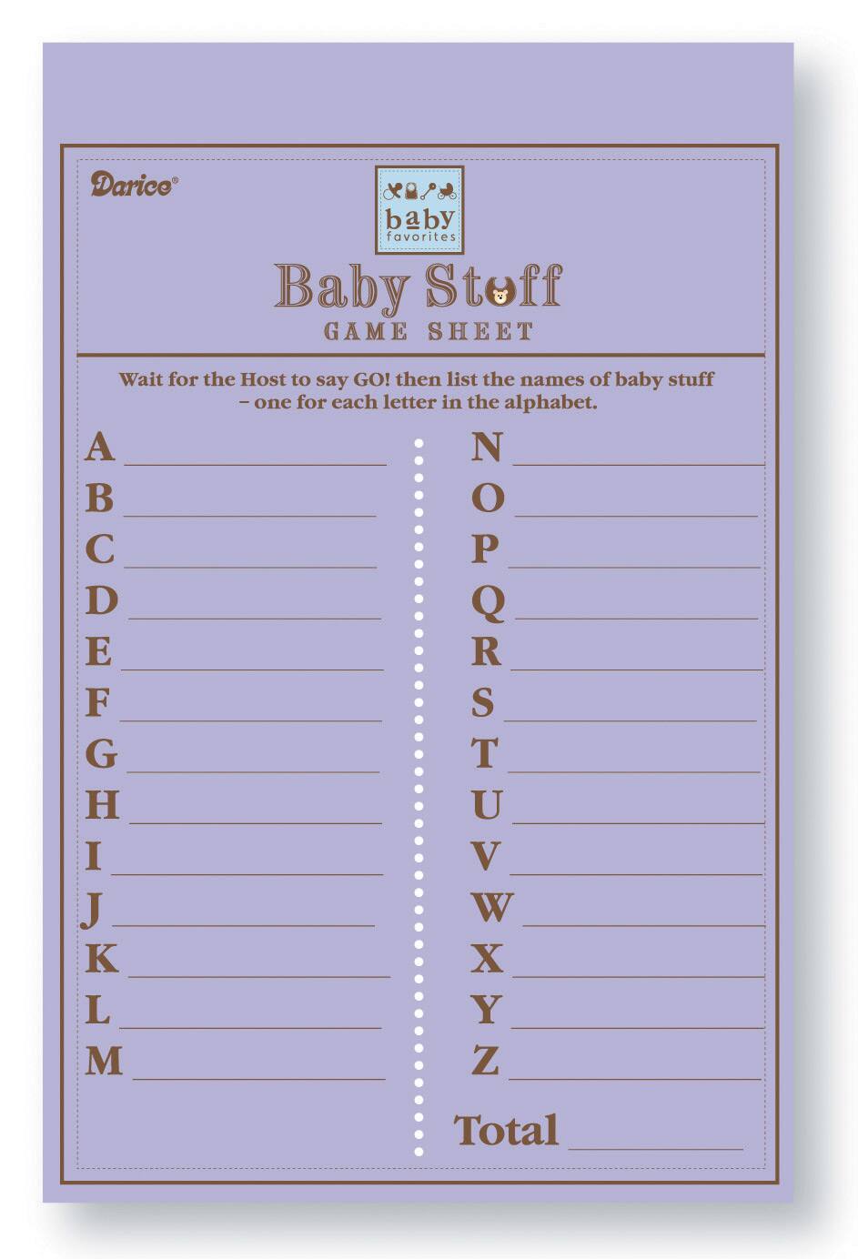 Baby Stuff Baby Shower Game Sheets Pad 50 Sheets