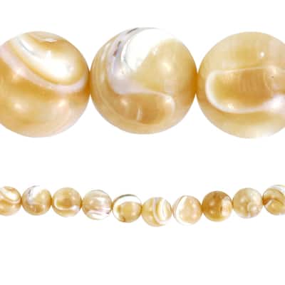 Natural Mother of Pearl Round Beads, 9mm by Bead Landing™ image