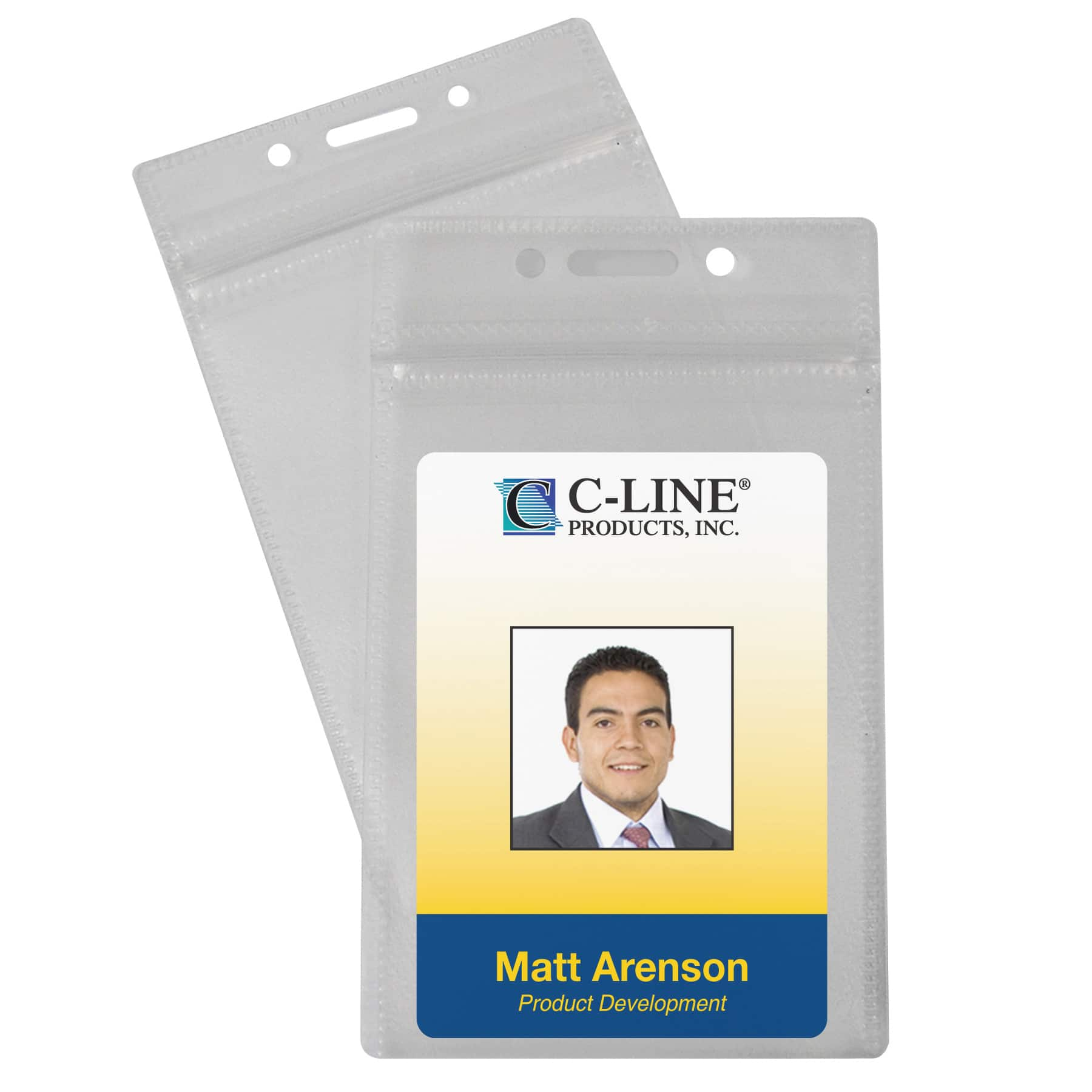 C-Line® Vertical Zippered Badge Holders, 50 Pack | Badges & Lanyards ...