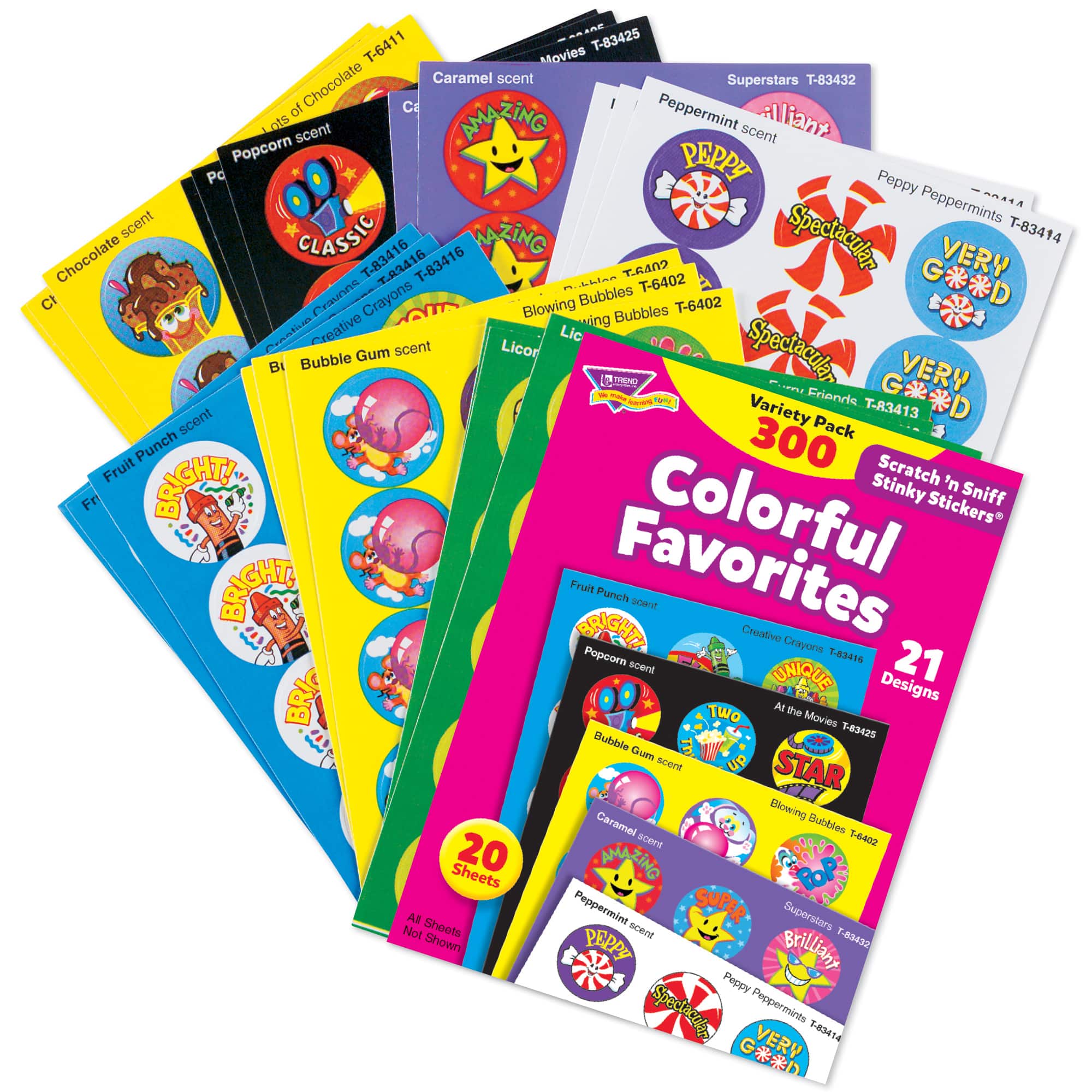 Trend Enterprises® 1” Colorful Favorites Stinky Stickers®, 300 Pack