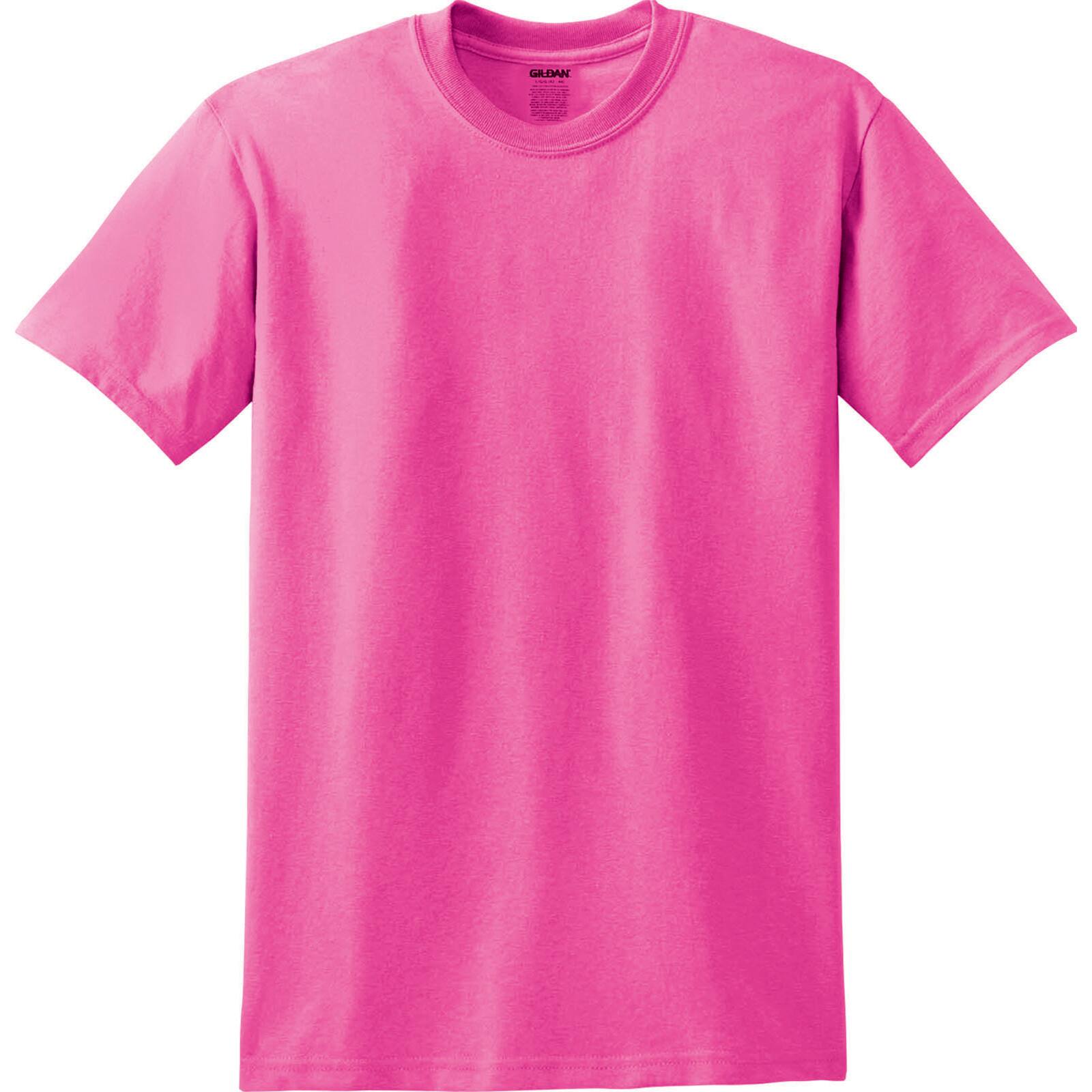 Gildan Short Sleeve Adult T-Shirt in Safety Pink | Medium