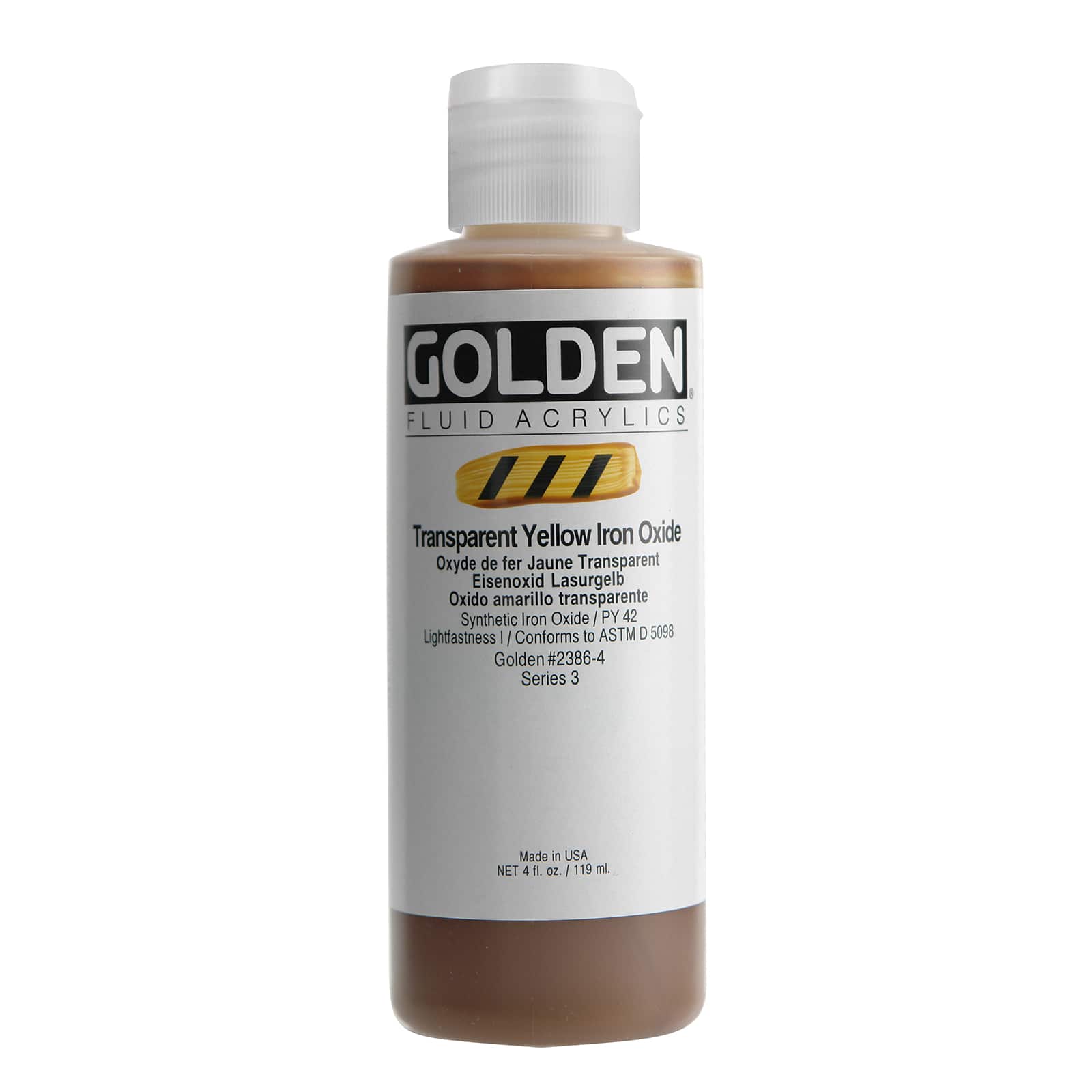 Golden Fluid Acrylics, 4 oz Paint in Transparent Yellow Iron Oxide