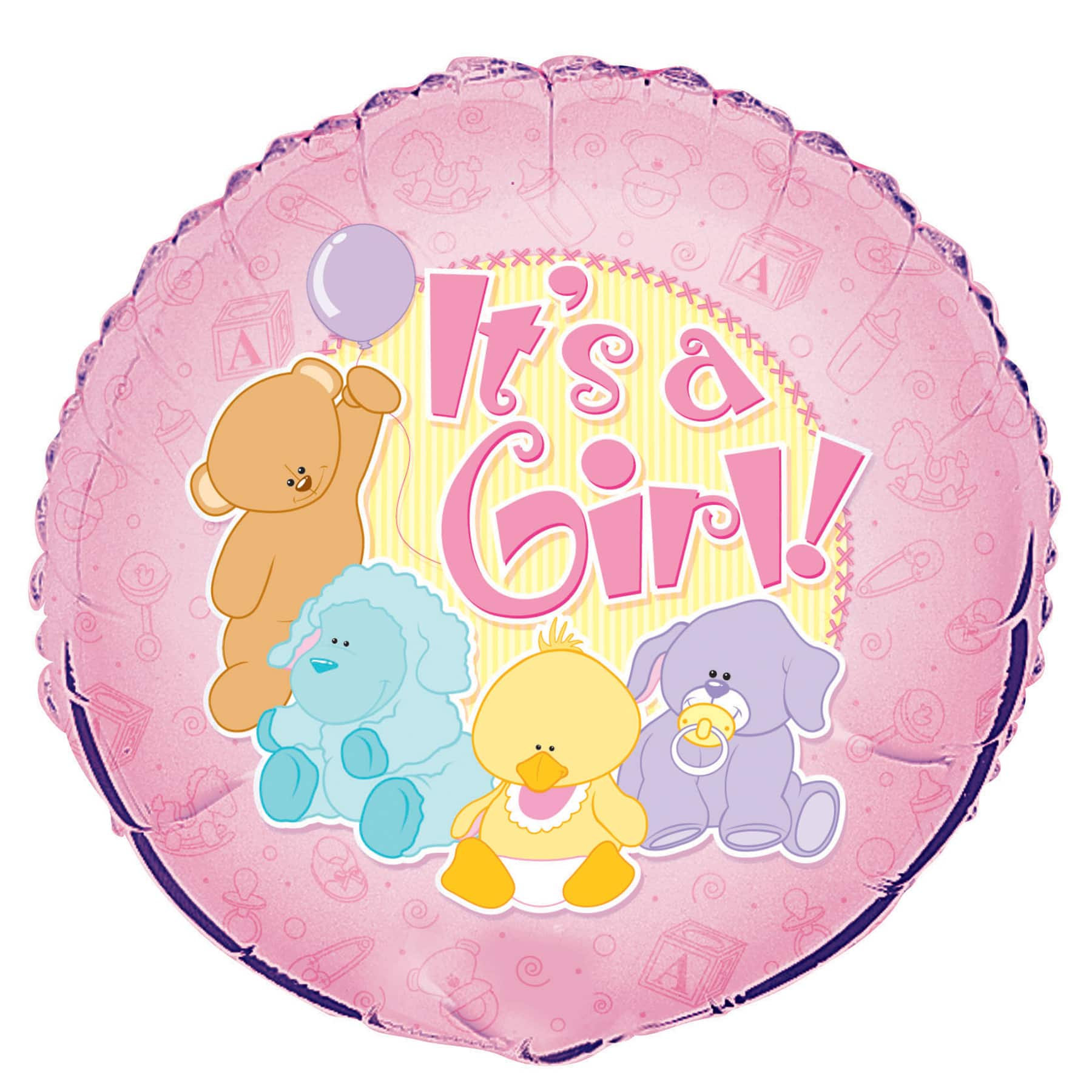 Foil Baby Animals It S A Girl Baby Shower Balloon 18