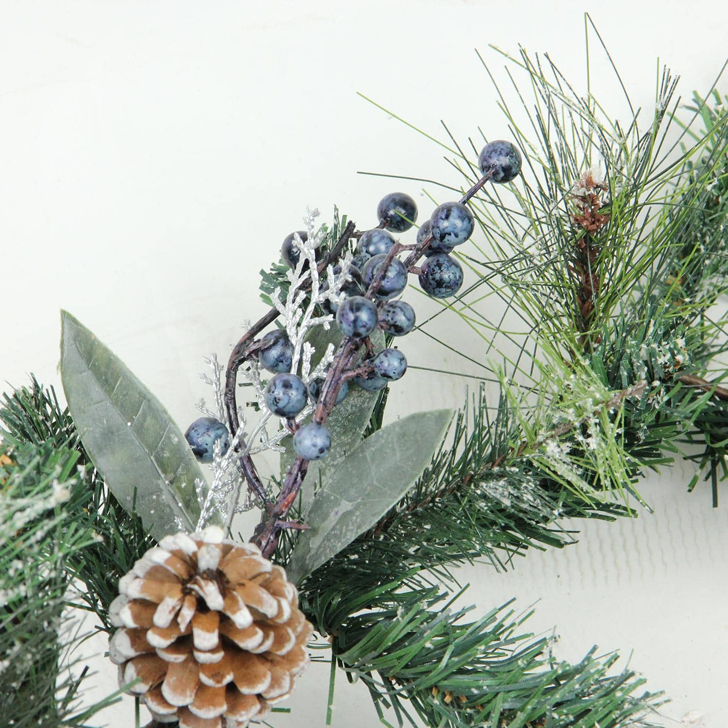 Blueberries & Snowy Pine Cones Mixed Pine Artificial Garland, Unlit